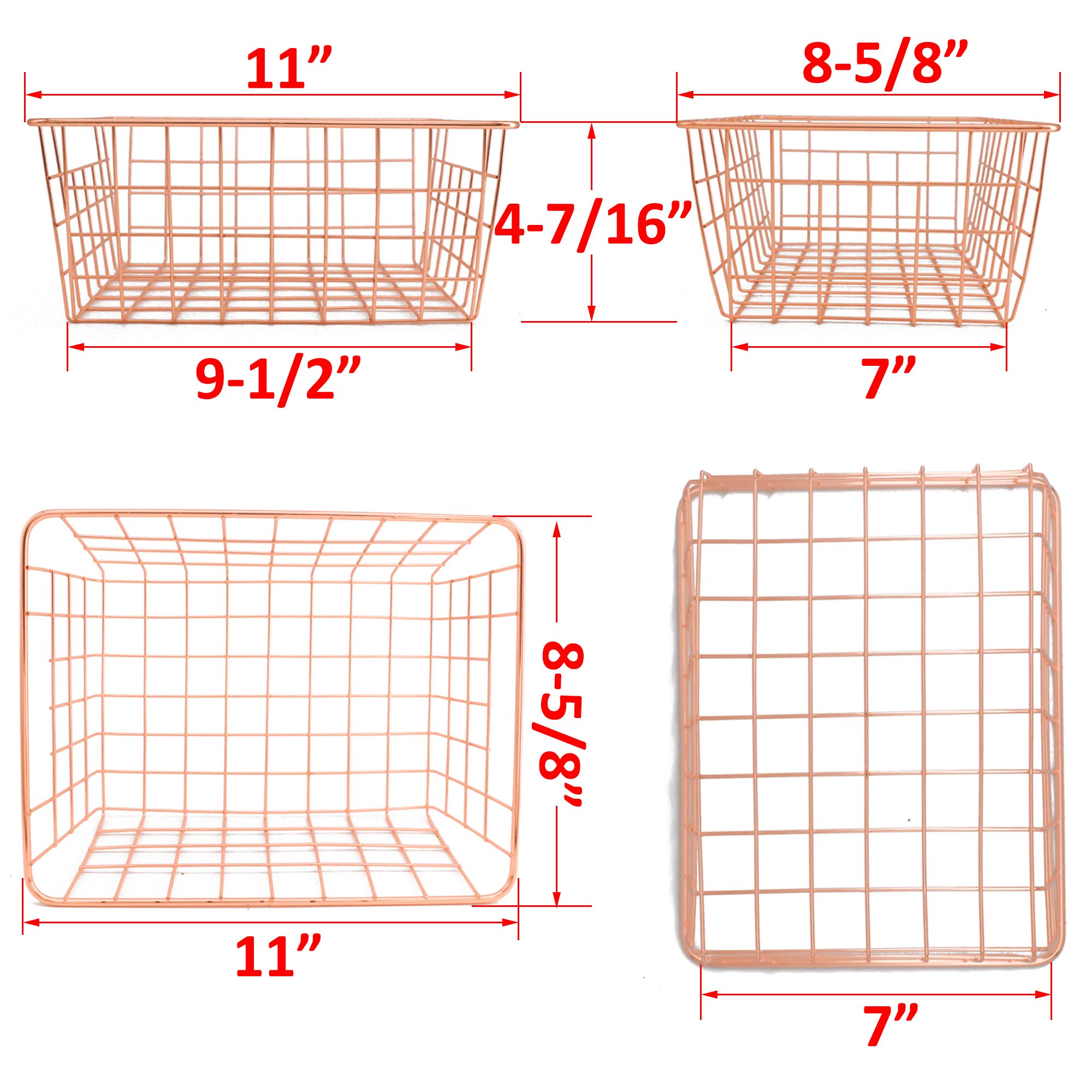 Metal Wire Storage Basket With Handles For Kitchen Food Pantry Papers Home Office Desk Basket Bathroom Laundry Room Basket Bedro