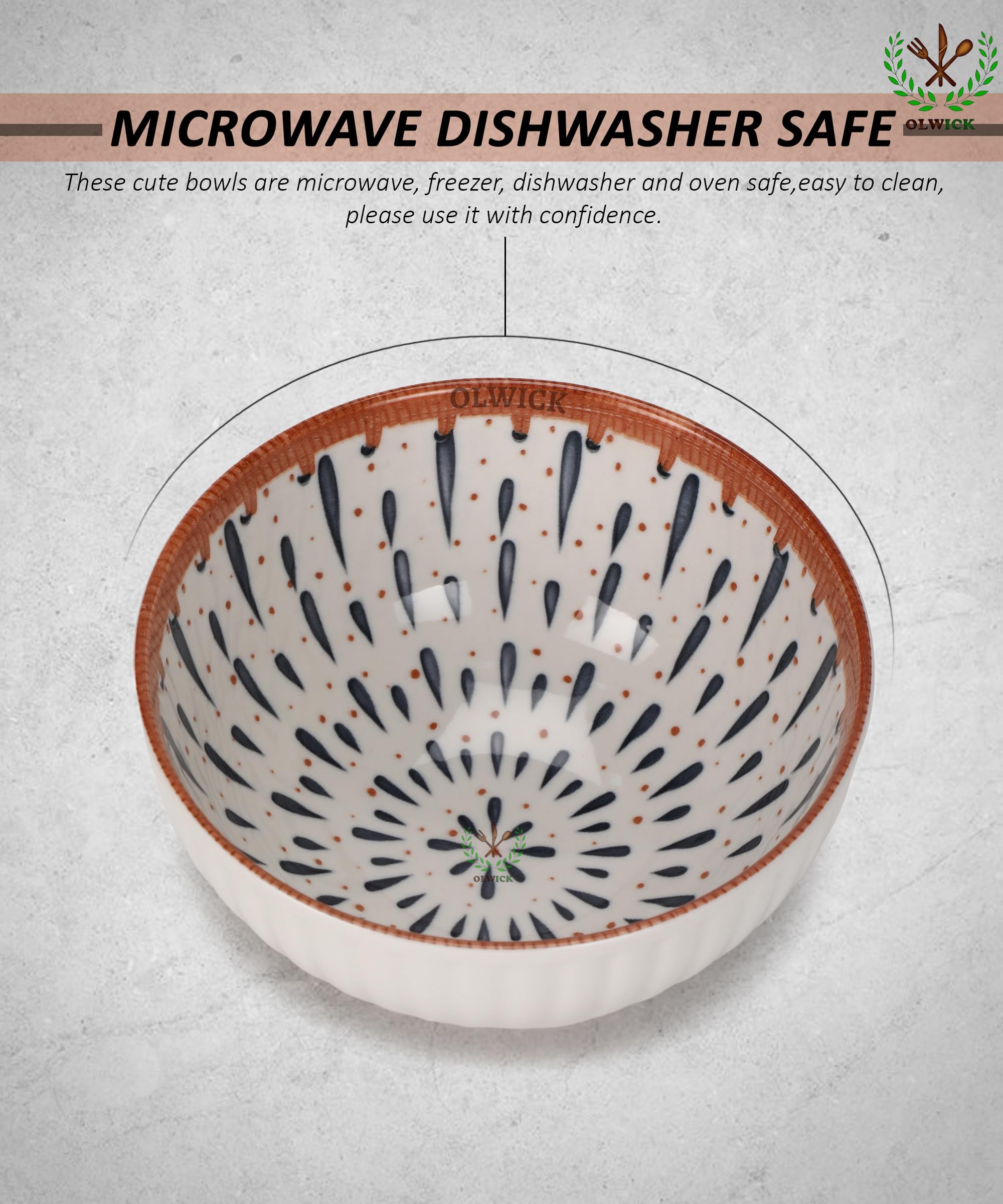 OLWICK 14 Piece Ceramic Bowls and Plates Set for Cereal, Soup, Pasta, Oatmeal, Salad and Rice with Beautiful Gift Box Packed (4B