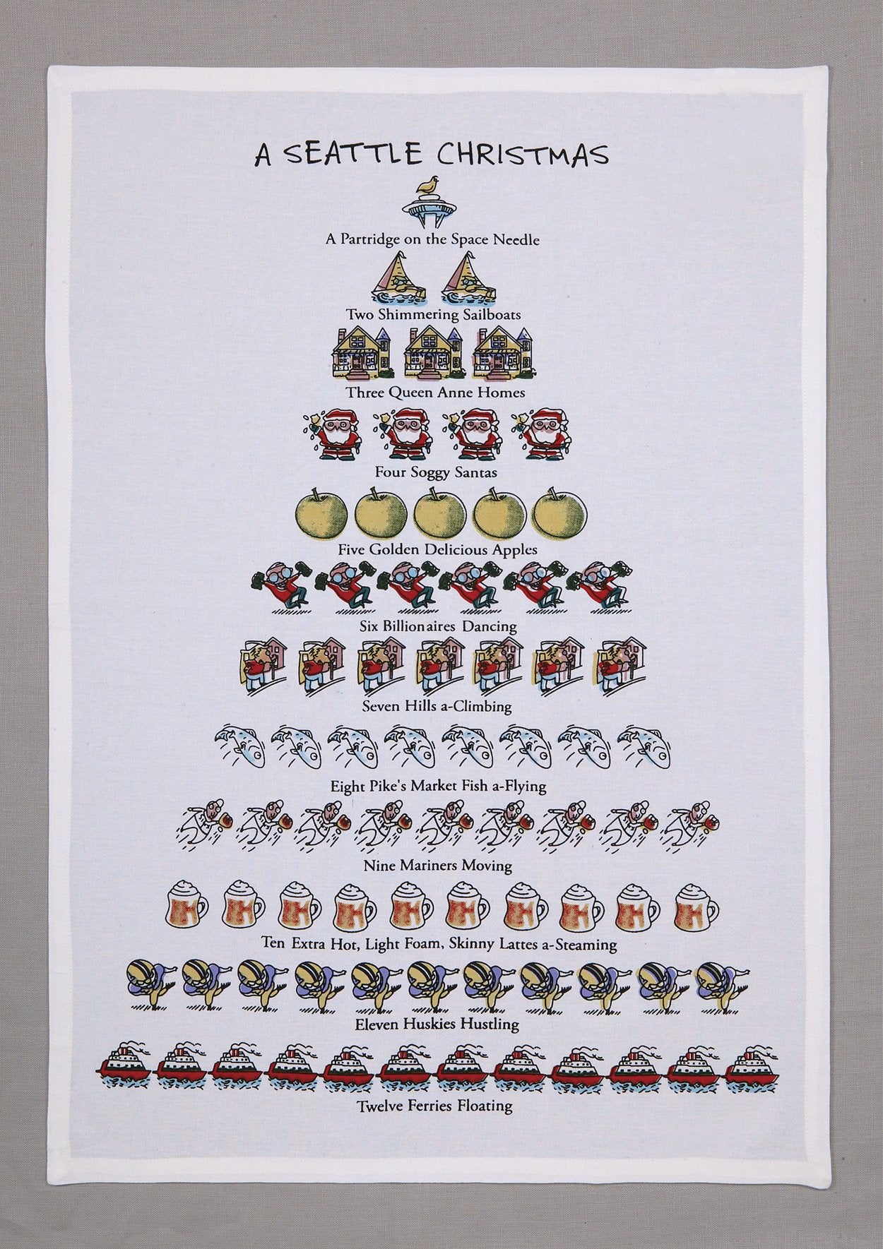 Mistletoe & Co. A Seattle Christmas 100% Cotton Kitchen Tea Towel, 18'' X 26''