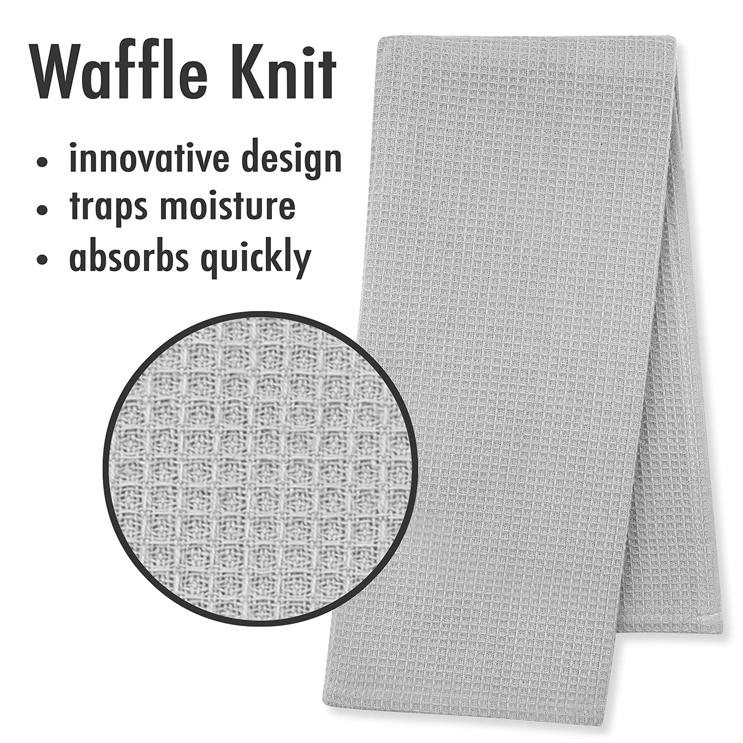 Jot & Mark Dish Towels 100 Percent Cotton | Set Of 4 For Drying And Kitchen Use (Ansel Grey)