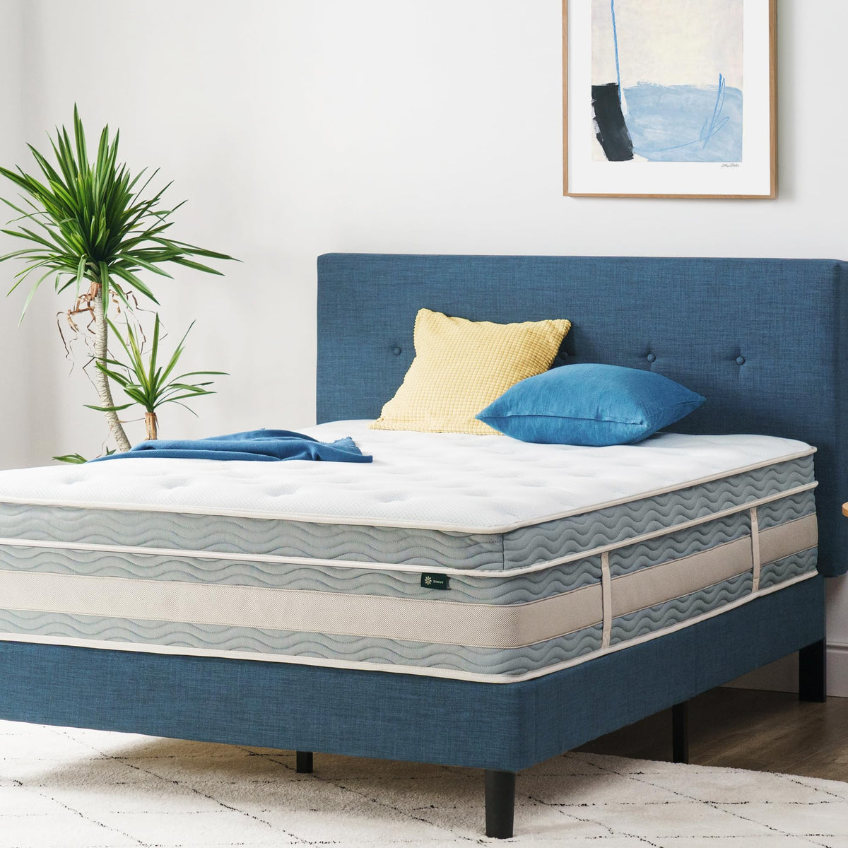 Zinus 14 Inch Cooling Comfort Support Hybrid Mattress [New Version], Queen, Fiberglass Free, Medium Plush, Cooling Motion Isolat