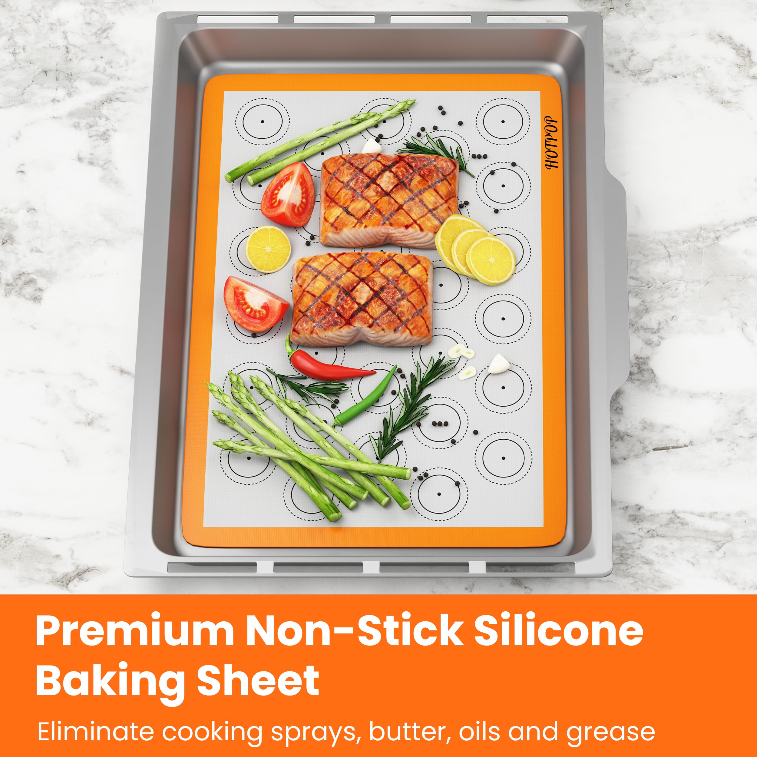 HOTPOP Set of 4 Non-Stick Silicone Macaron Baking Mats, 2 Half & 2 Quarter Sheets, Multicolor, Model H-4