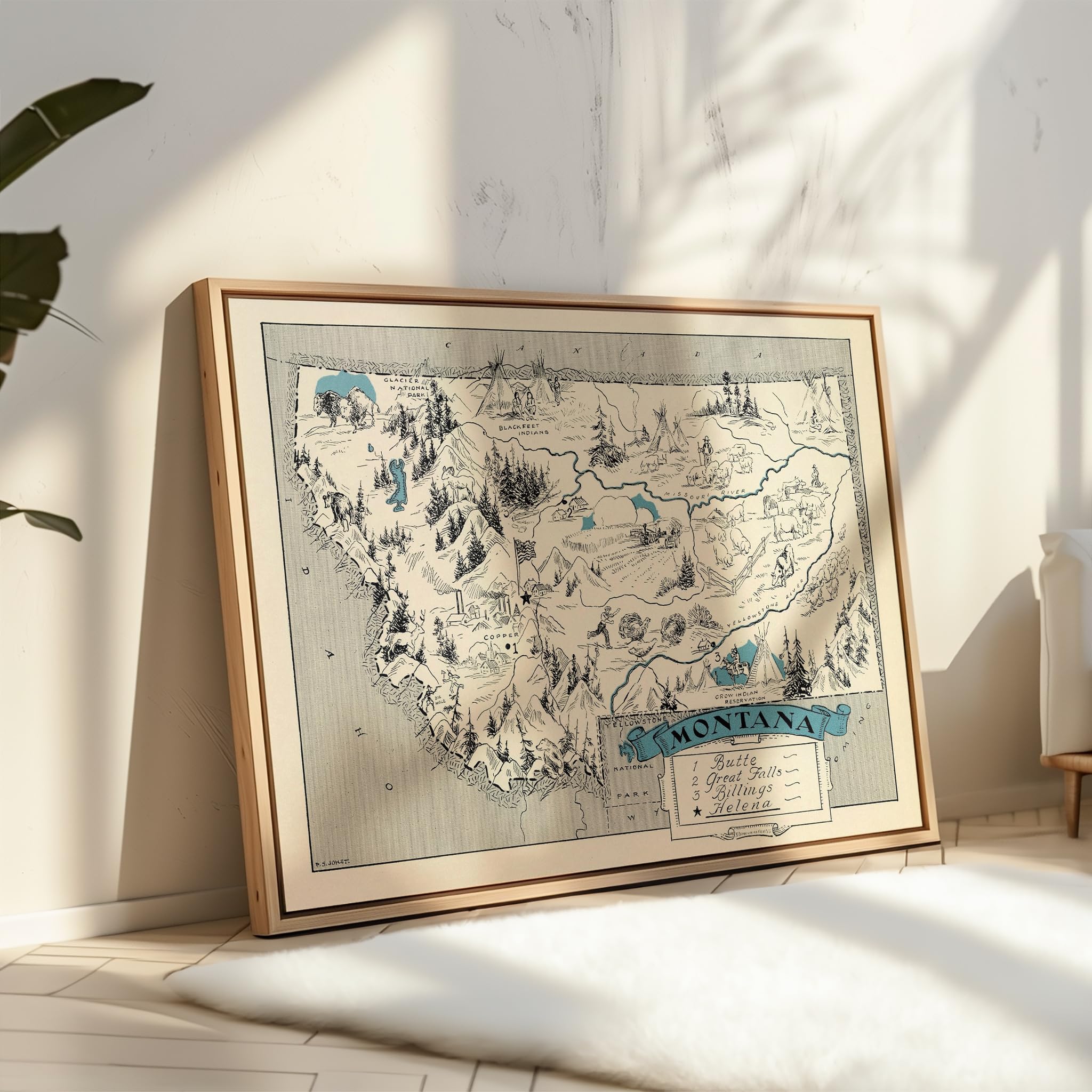 Poster Master Retro Montana Map Art - 8X10 Unframed Poster - Wall Decoration For Classroom, Office, Dorm - Gift For Teacher, Stu