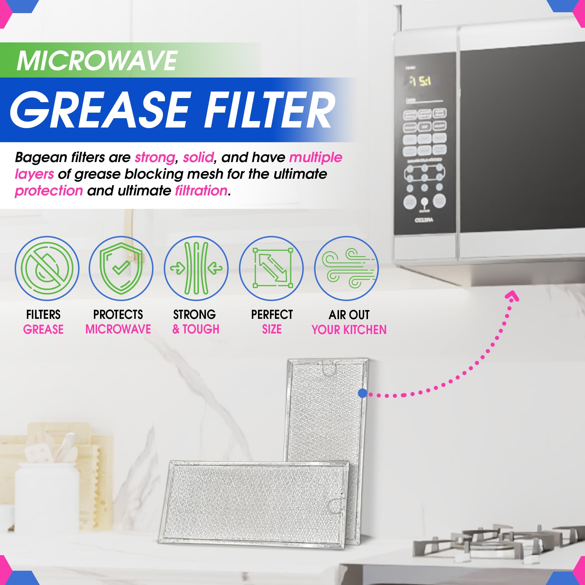 Microwave Filter Replacement 13.3'' X 5.85'' Wb06X10596 Ge Microwave Filter Fits Whirlpool Samsung Maytag - Aluminum Mesh Screen