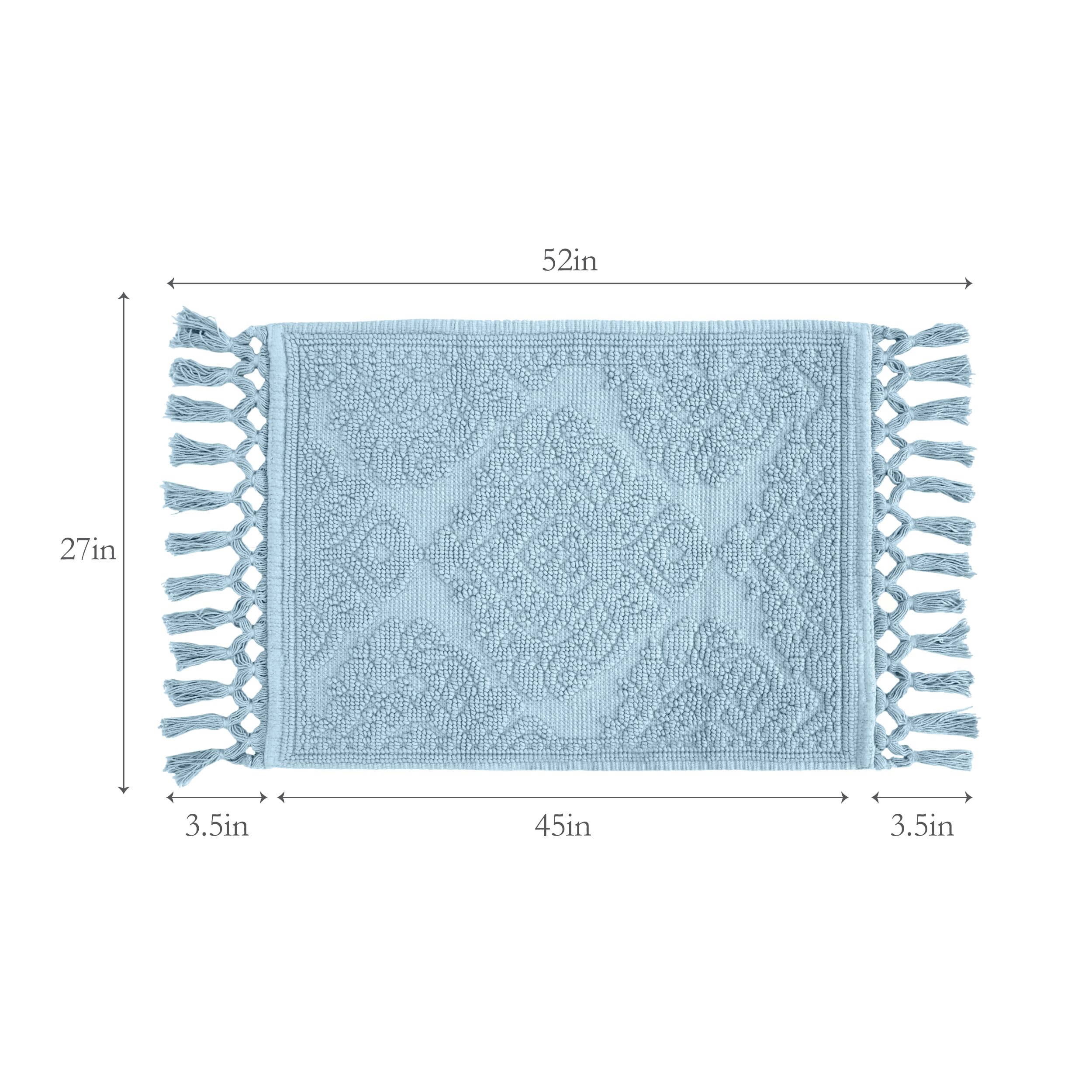 Jean Pierre - Ricardo Bath Mat, Woven Fringe Bathroom Rugs, 100% Cotton, Premium Bathroom Decor - Measures 27'' X 52'' - Light B