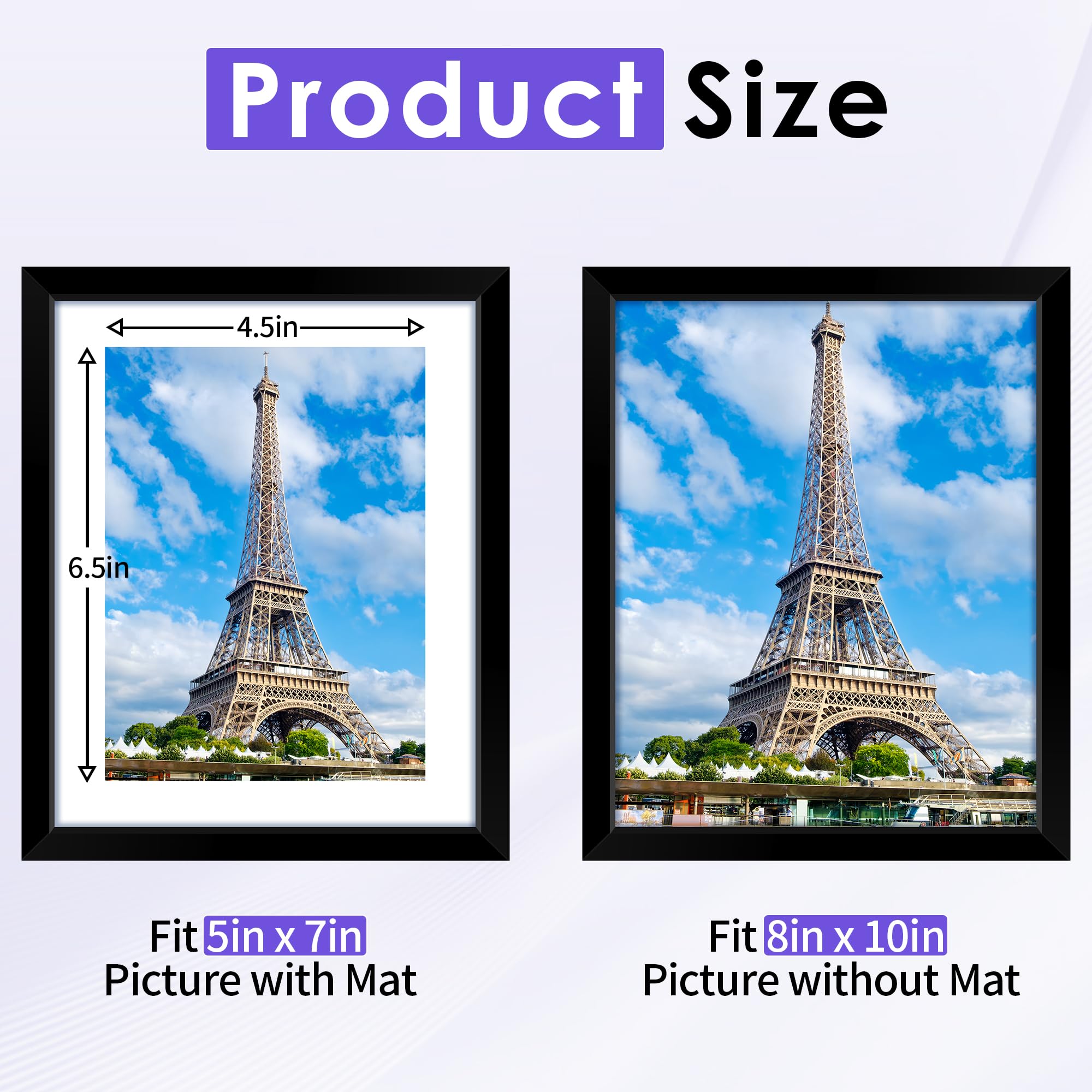 NEXCOVER 8x10 Picture Frame Black 4PK, 8 x 10 Photo Frame with Shatterproof HD Plexiglass, Picture Frames Collage for photos 5x7