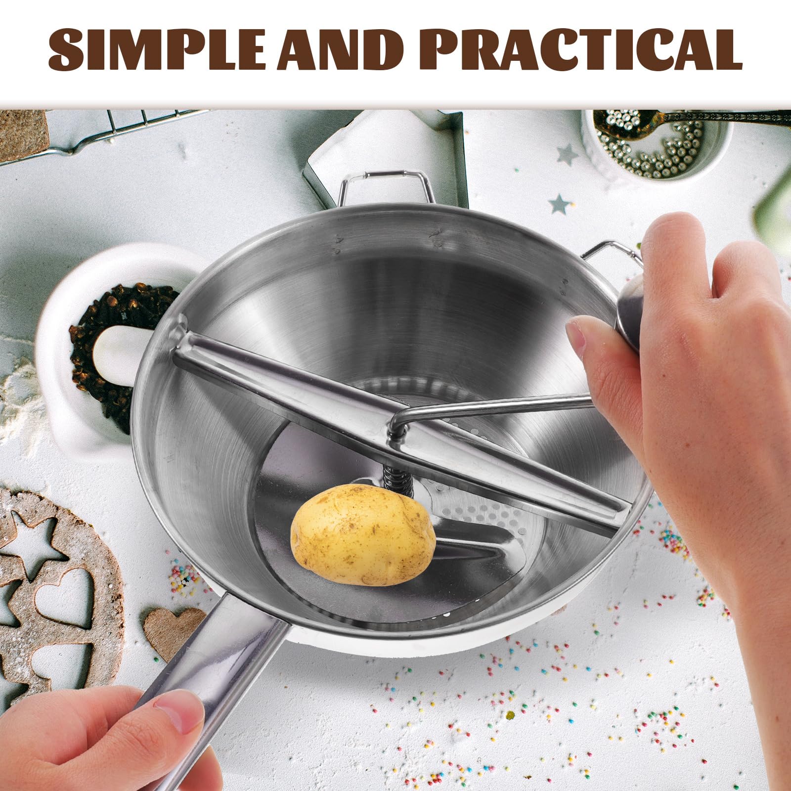 Upkoch Ergonomic Rotary Food Stainless Steel Food Mill Hand Crank,Food Stainer For Tomato,Rice Mesher,Fruit Jam,Vegetable,Baby F