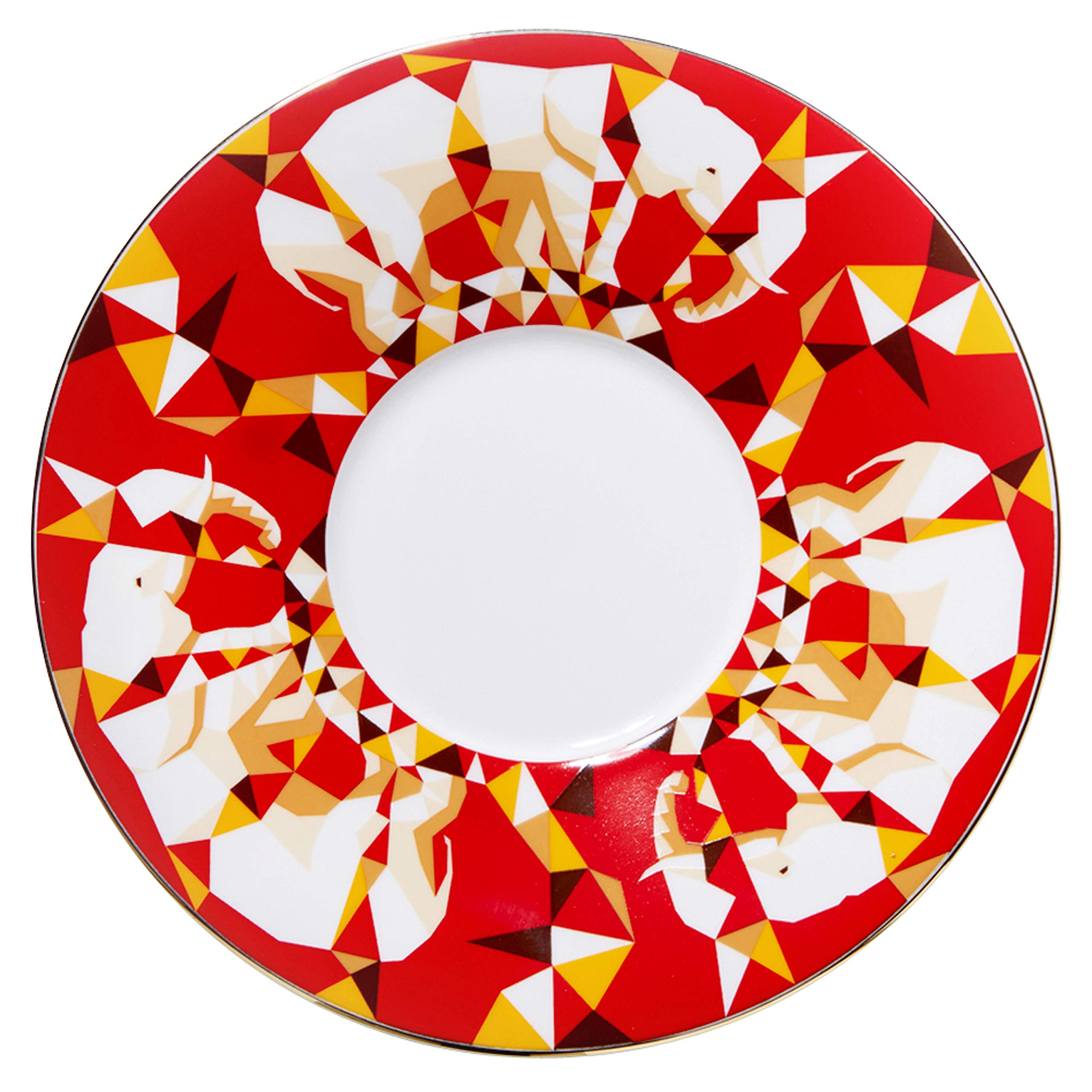 Luycho] Angled Mirror Cup & Saucer_African Elephant_11Oz