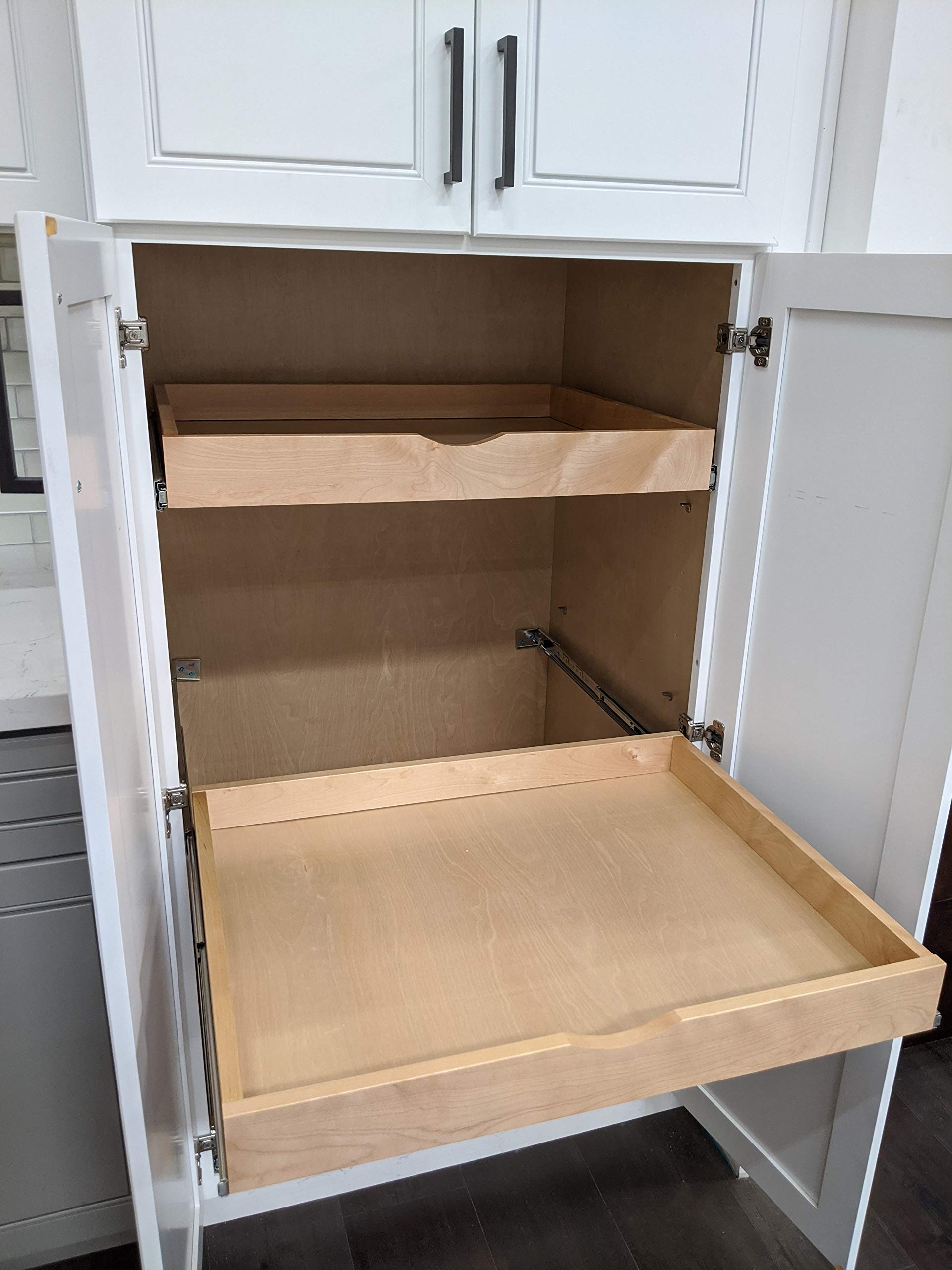 32'' Width Pull Out Drawer Wood Pull Out Tray Roll Out Drawer Box, Closet Organizer Cabinet Slide Out Shelve, W/ Ball Bearing Sl