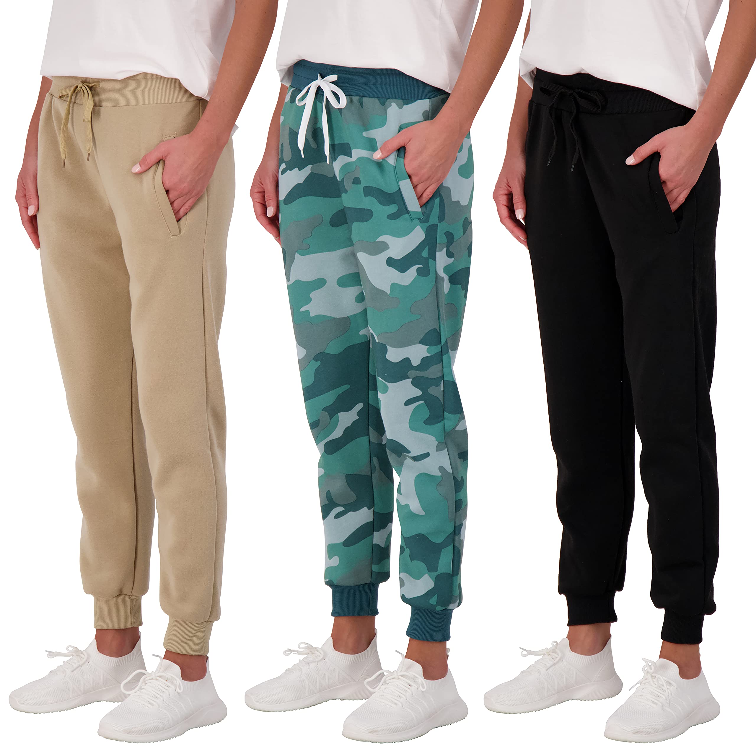 3 Pack: Womenas Plus Size Just My Fleece Jogger Running Bottoms Comfortable French Terry Running Sports Soft Yoga Pajama Lounge
