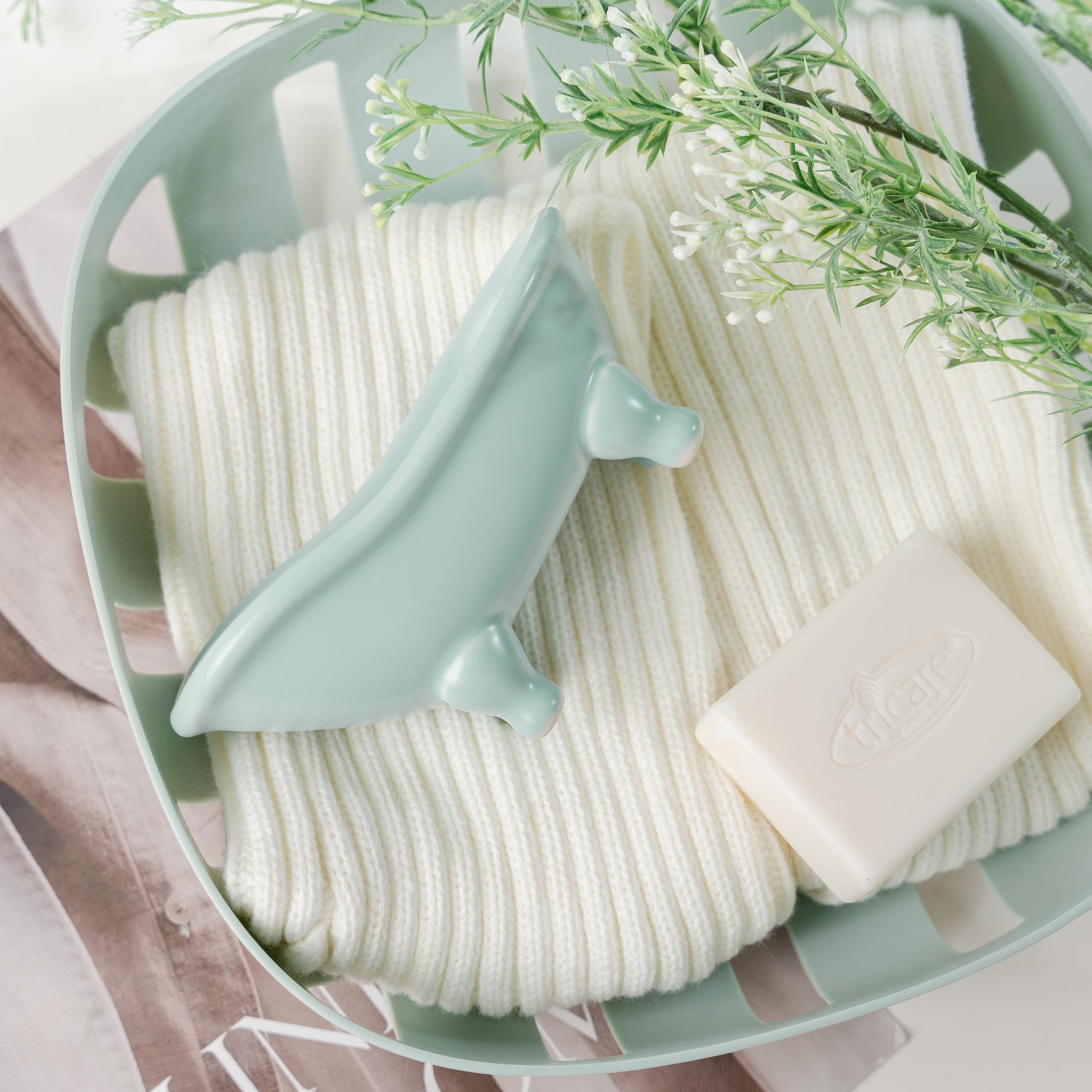 5.6'' Ceramic Mini Bathtub Soap Dish Decortative Clawfoot Bathroom Soap Dish (Green)