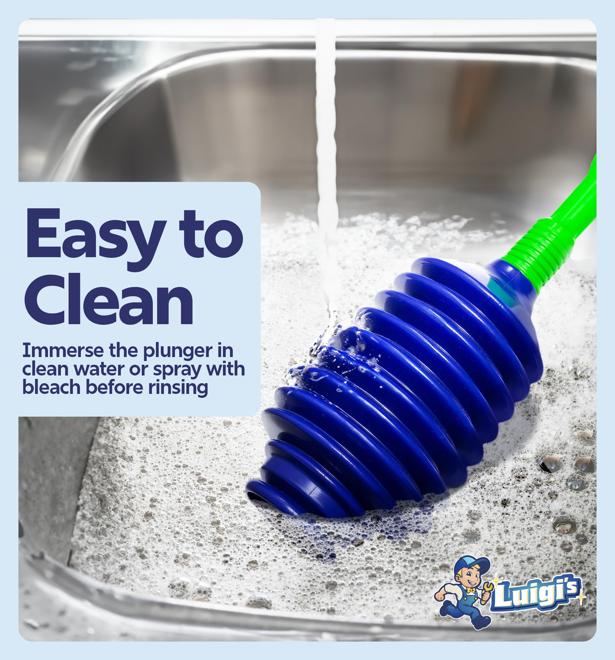 Luigi's Toilet Plunger - Snake Design - Clog Remover - Blue/Green