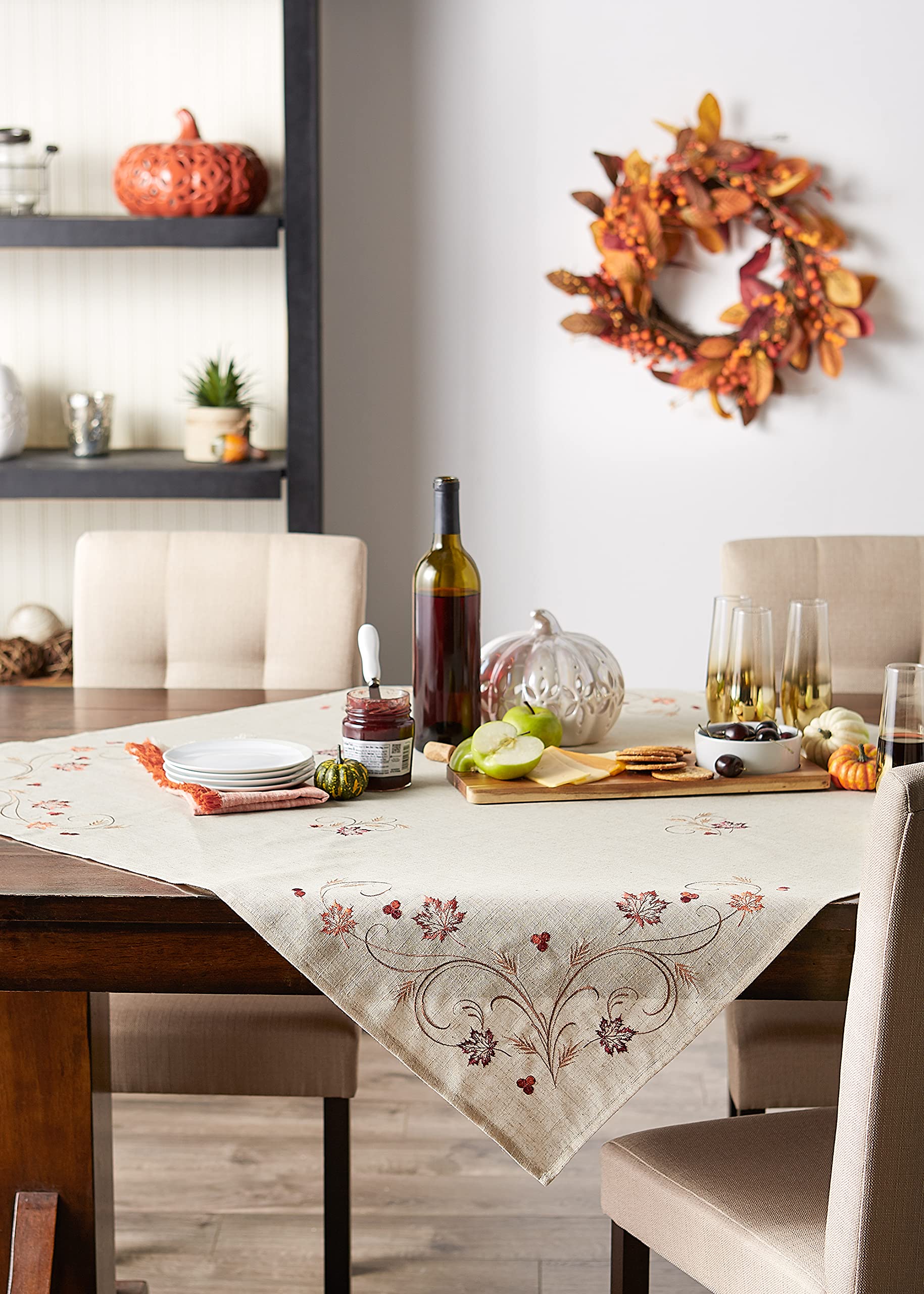 Dii Fall Table Decorations Indoor D  Cor, Thanksgiving, Table Topper, 40X40, Autumn Wheat
