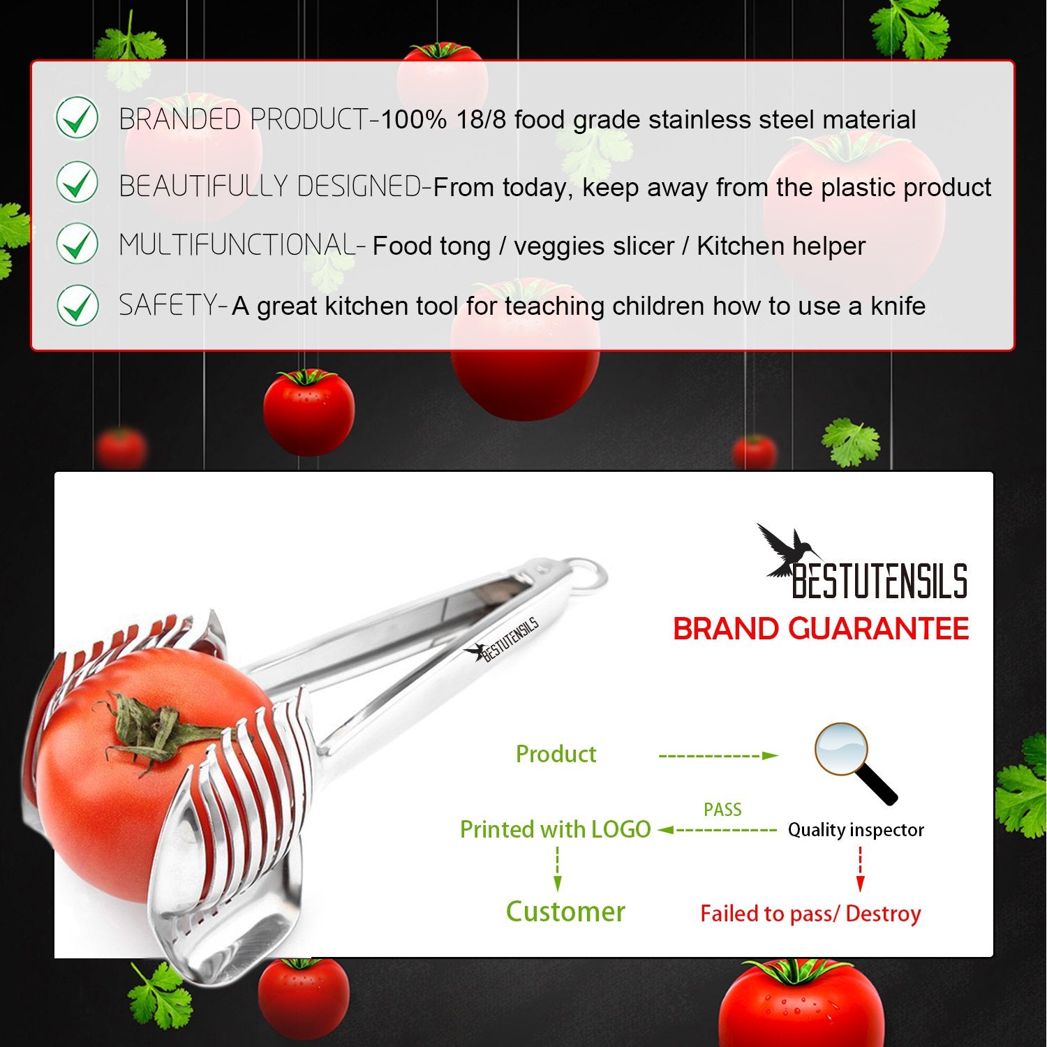 Best Utensils Tomato Slicer Lemon Cutter Multipurpose Handheld Round Fruit Tongs Stainless Steel Onion Holder Easy Slicing Kiwi