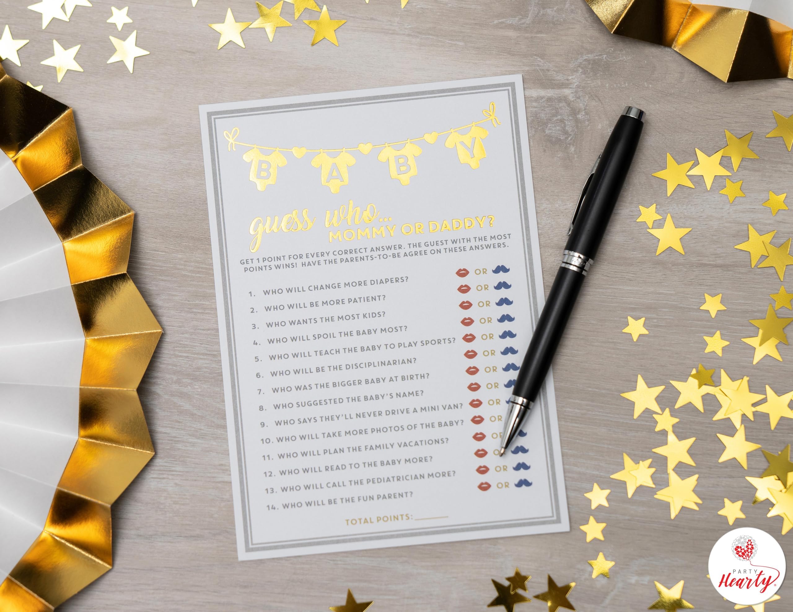 Party Hearty Baby Shower Games For Girl Or Boy, 50 Pcs Mommy Or Daddy Guess Who Game, Fun Activity Cards, Gender Neutral, Baby S