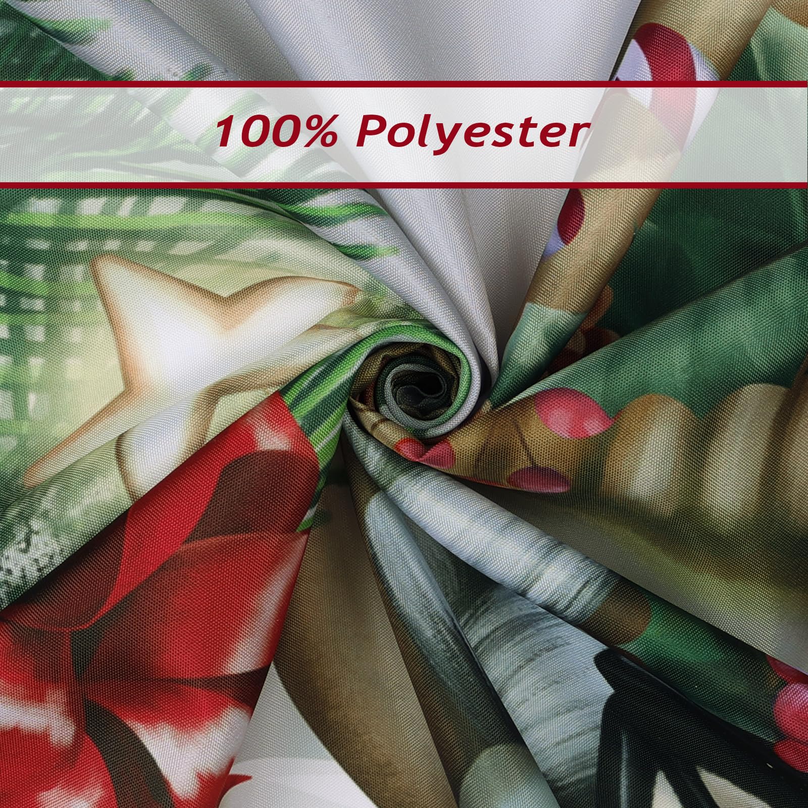 Bonhause Christmas Gnomes Shower Curtain Xmas Tree Balls Gift Boxes Winter Holiday Decorative Bath Curtain 72 X 72 Inch Polyeste