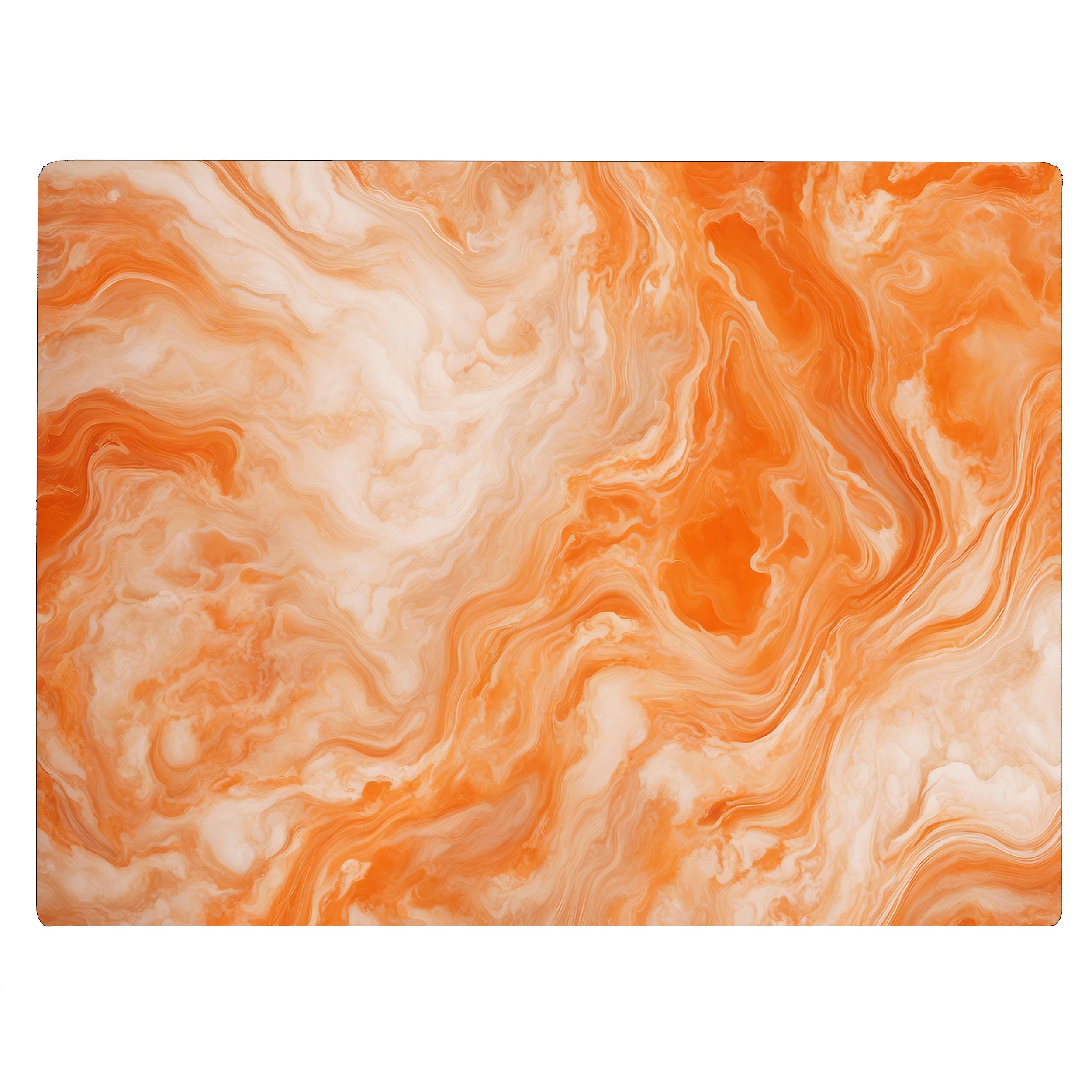 Orange White Marble Kitchen Glass Cutting Board Ocean Decorative Gift Marbled Granite Stone Rock Gift For Her Mom Wife (Orange M