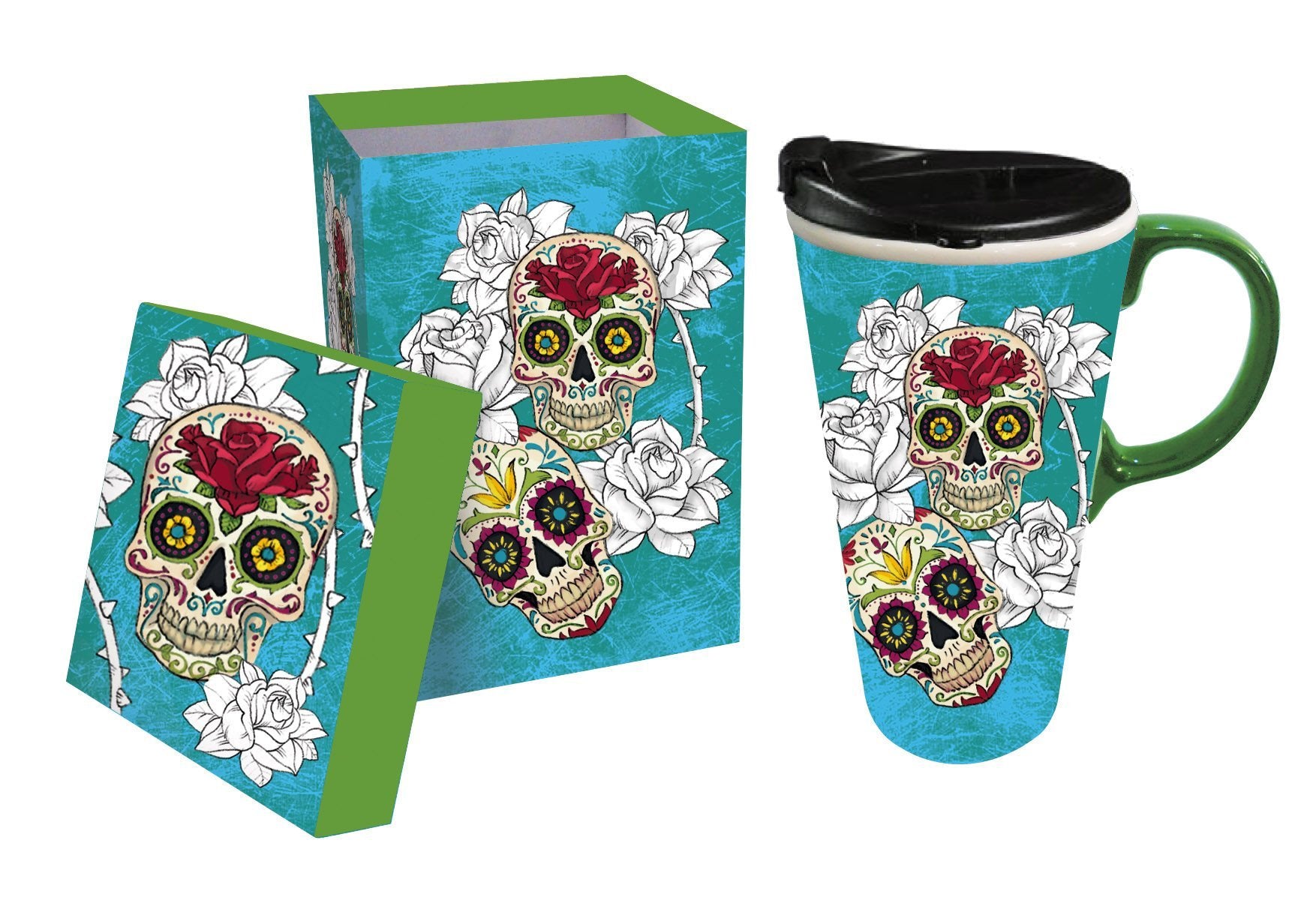 Cypress Home Beautiful Day of the Dead Ceramic Perfect Cup - 4 x 5 x 7 Inches Indoor/Outdoor home goods For Kitchens, Parties an