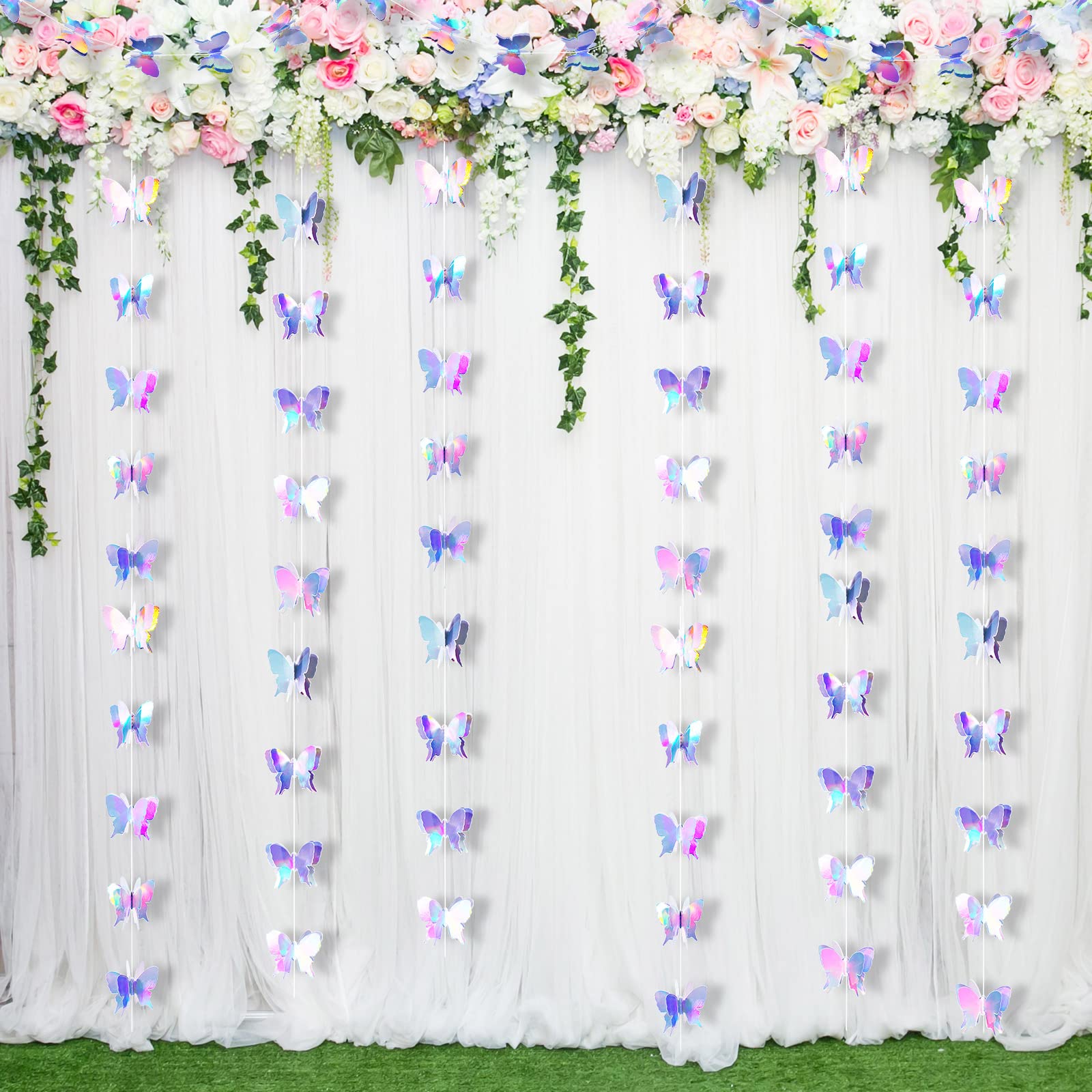 3D Butterfly Hanging Garlands Butterfly Laser Paper Party Streamers Decoration For Wedding Home Party Birthday Decorations Butte