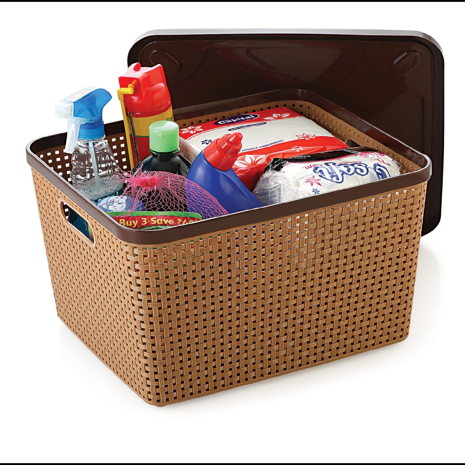 Nakoda 888 Dune Storage Basket With Lid Multipurpose Use For Kitchen & Home Organiser Box For Fruits Vegetables, Toys, Stationar