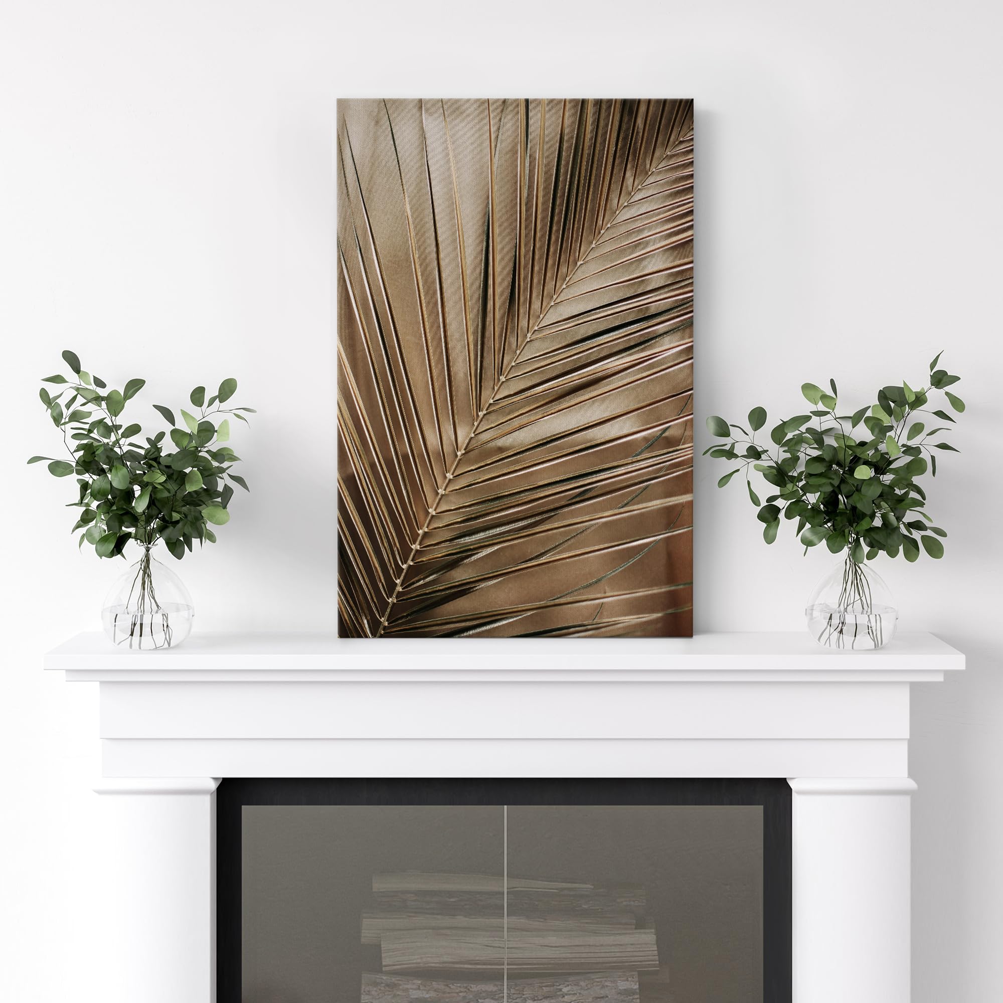 Wall26 Canvas Print Wall Art Modern Golden Palm Leaf Luxurious Botanical Nature Wilderness Photography Modern Art Decorative Cou