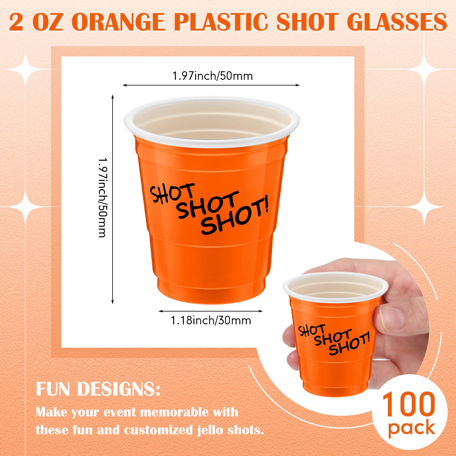 Lounsweer 100 Pieces Plastic Cups 2 Oz Disposable Cups Mini 2 Oz Party Glasses For Bachelorette Birthday Tasting Serving Samples