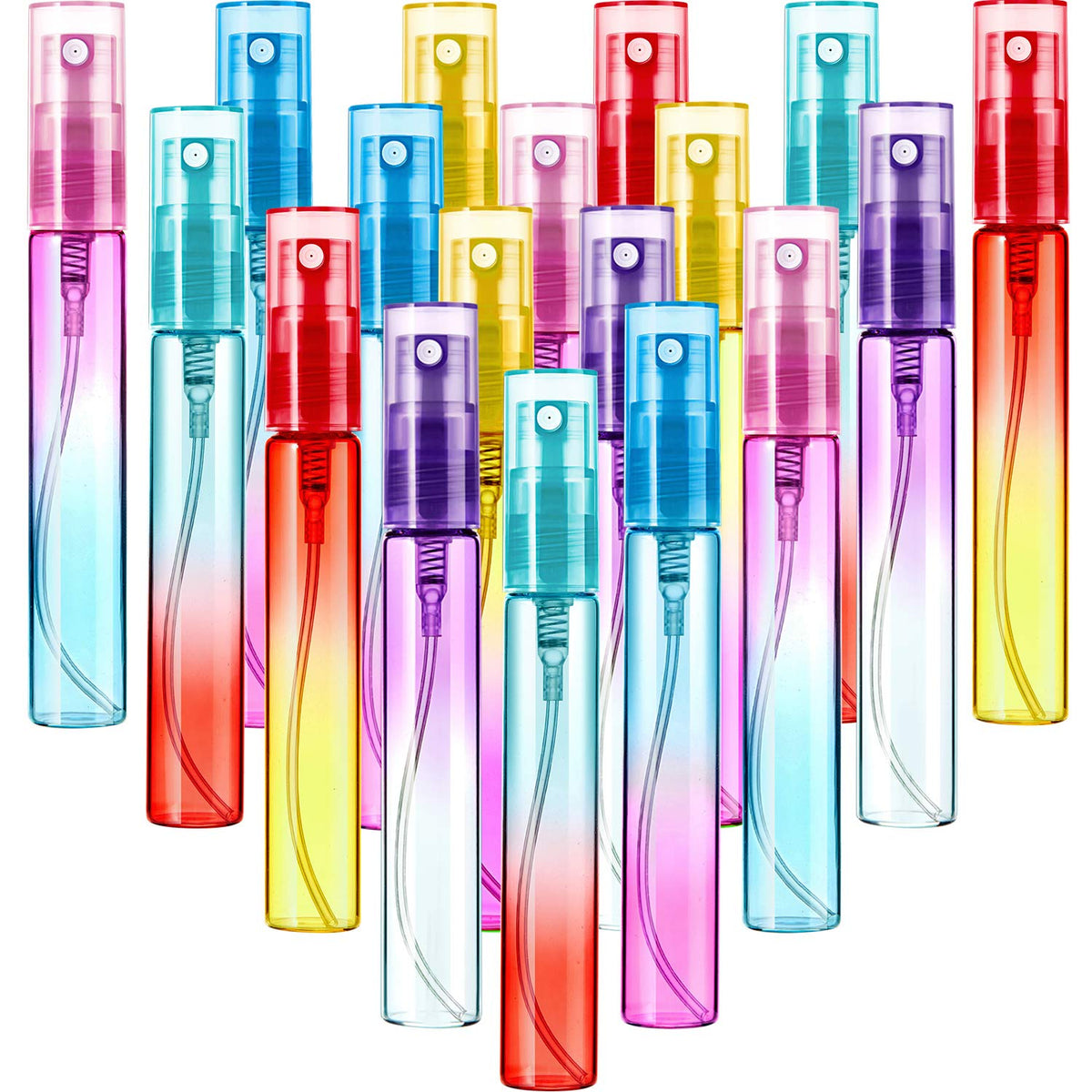 Patelai 18 Pieces 8 Ml Mini Perfume Spray Bottles Atomizer Portable Travel Mister Refillable Empty Container Colorful Glass Bott