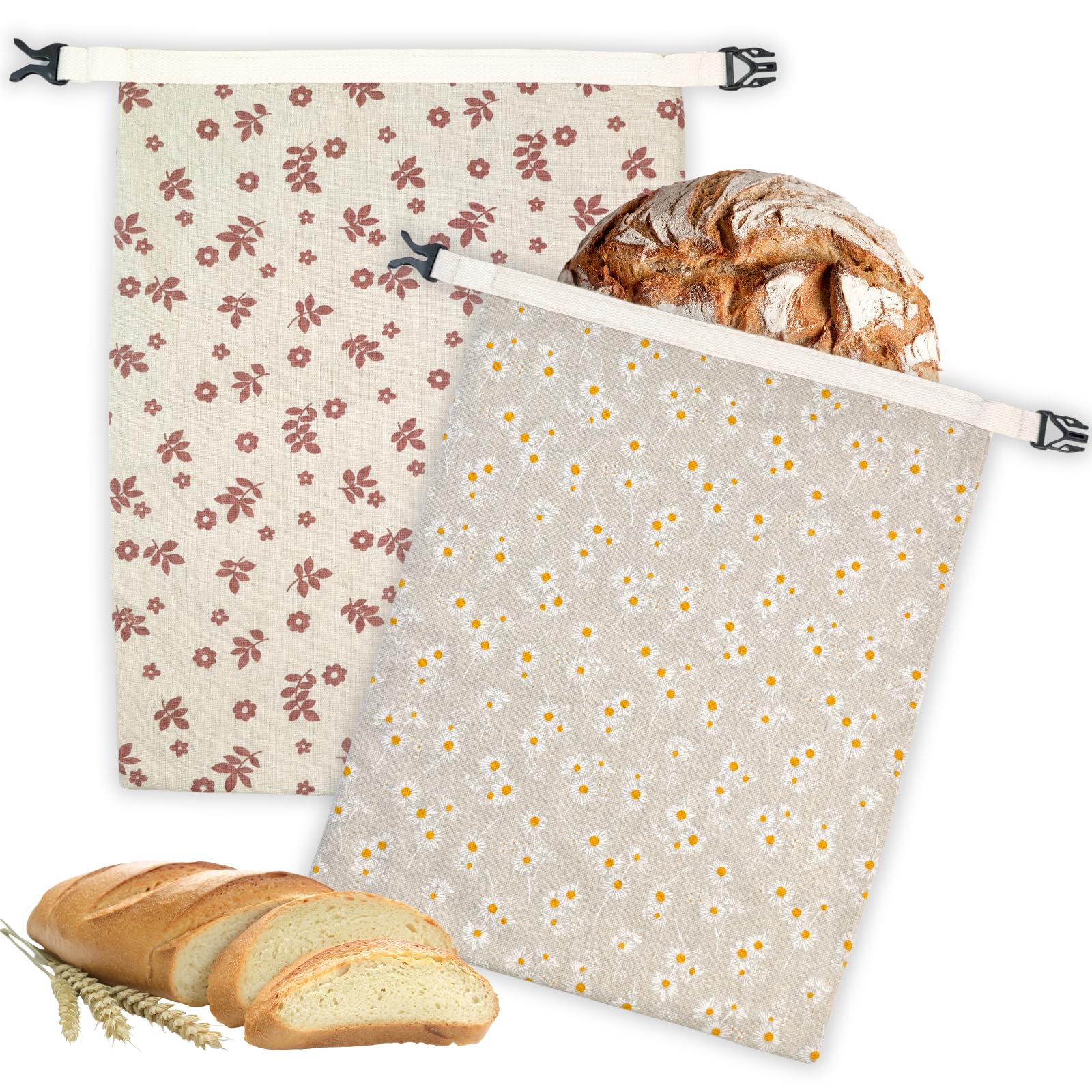 2 Pack Beeswax Bread Bags for Homemade Bread with Zipper, Large 13x17 Reusable Beeswax Sourdough Bread Storage Bag, Keep Loave