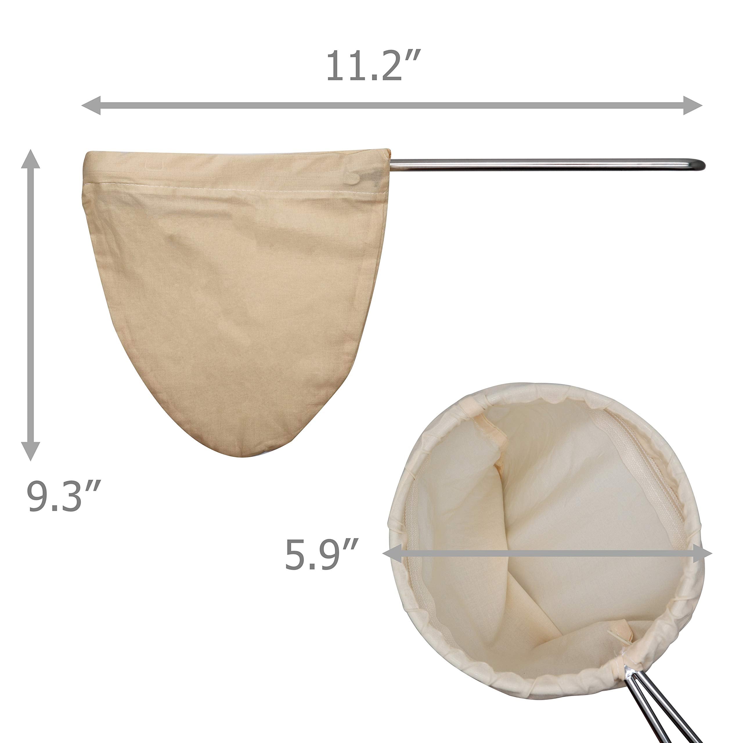 Eiks 5.5'' Thai Tea Filter Milk Tea Strainer Bag Coffee Dripper Traditional Style Organic Cotton Bag