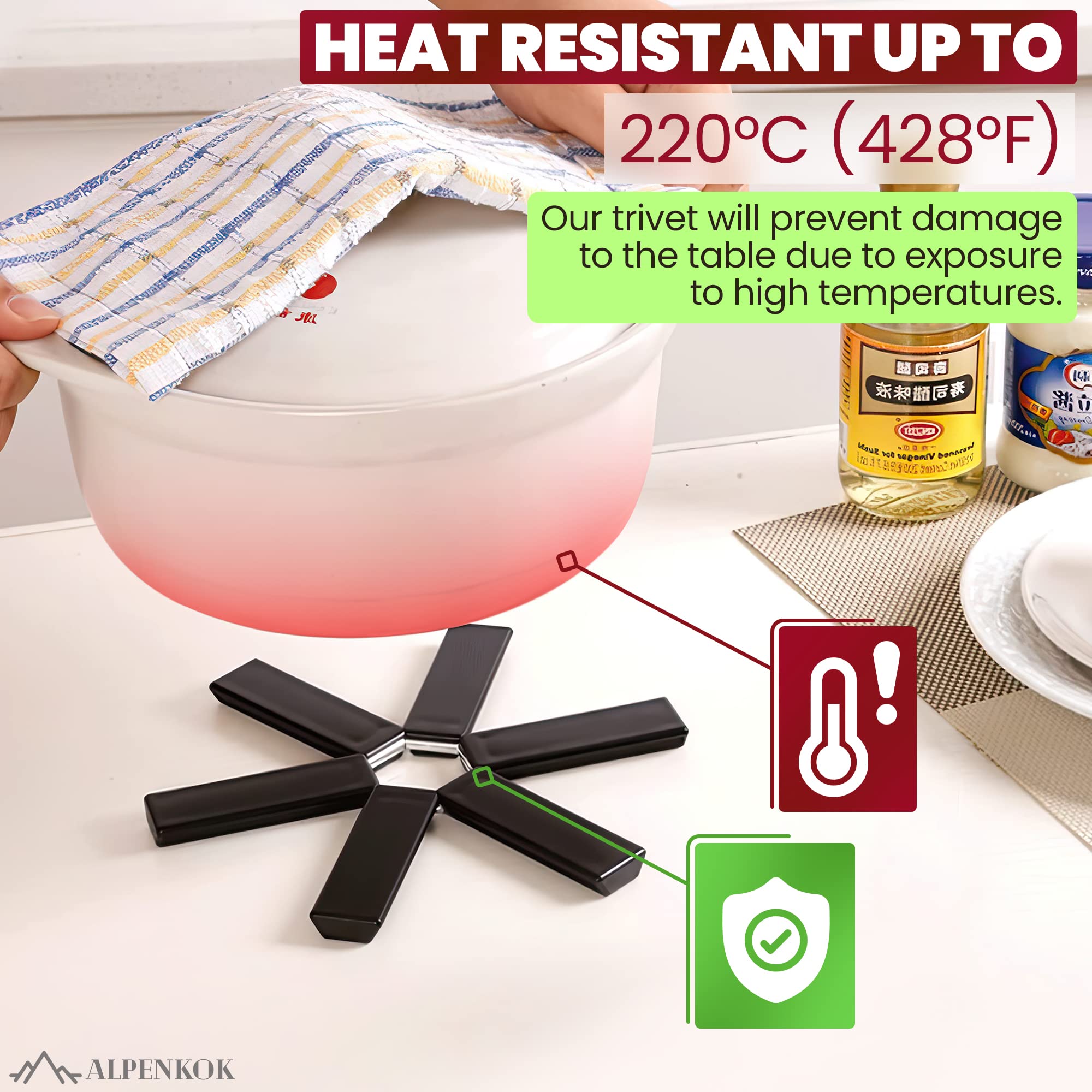 5 Pcs Foldable Trivets For Hot Dishes - Trivets For Hot Pots And Pans Hot Pads For Countertops Hot Pan Holder For Counter - Fold