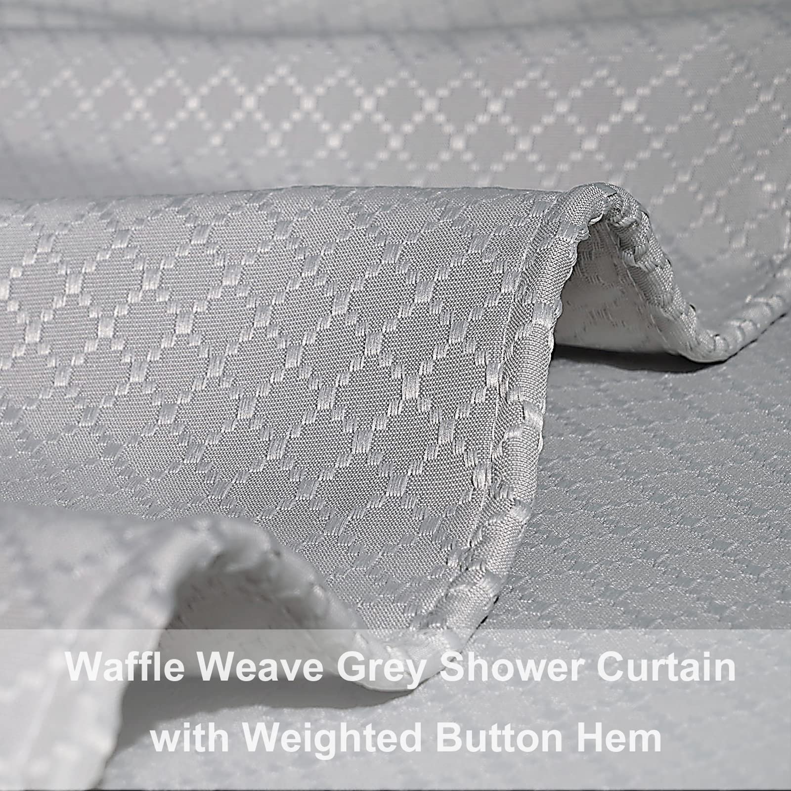 Beneyhome Extra Long White Shower Curtain 80 Inches Tall  180GSM Heavy Duty Washable Waffle Polyester Fabric Bathroom Curtains with Hooks  Hotel Luxury Spa  Wrinkle Free  Water-Repellent 72x80 Length