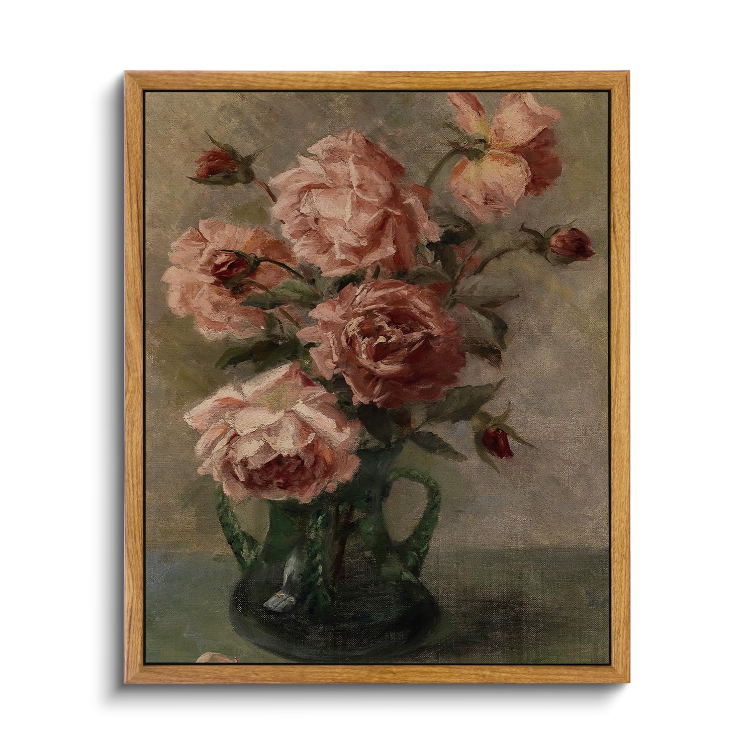 Insimsea Framed Wall Art For Living Room Flower Wall Art Home Decor Roses In Vase Vintage Paintings Canvas Prints Botanical Prin