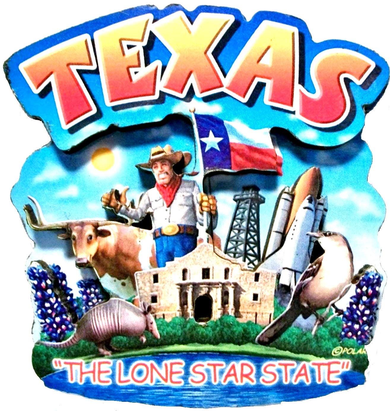 Texas State Montage Wood Fridge Magnet 2