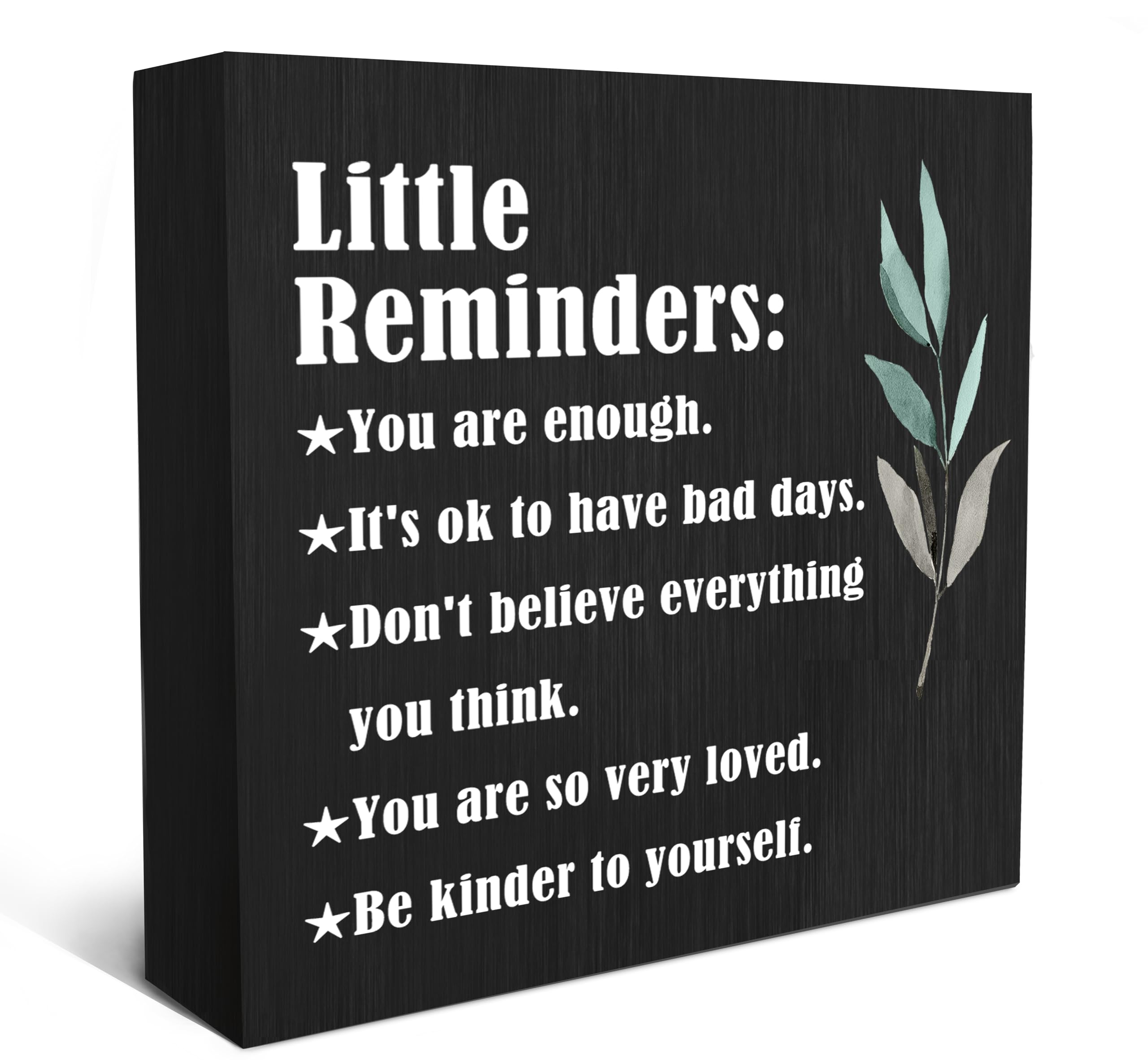 SRADMO Inspirational Little Reminders Wood Box Sign Desk Decor 6x6, Inspirational Desk Decor, College Motivational Positive Affi