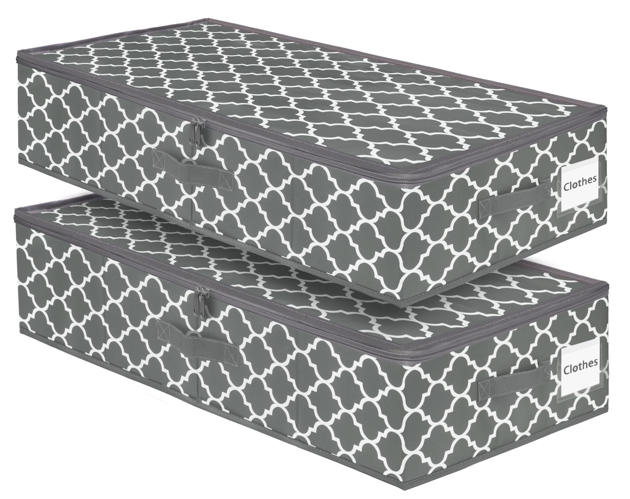 punemi Under Bed Storage, 2-Pack 6.7 Inches Tall Underbed Clothes Storage Bags W/Sturdy Structure, Thick Fabric Storage Containe