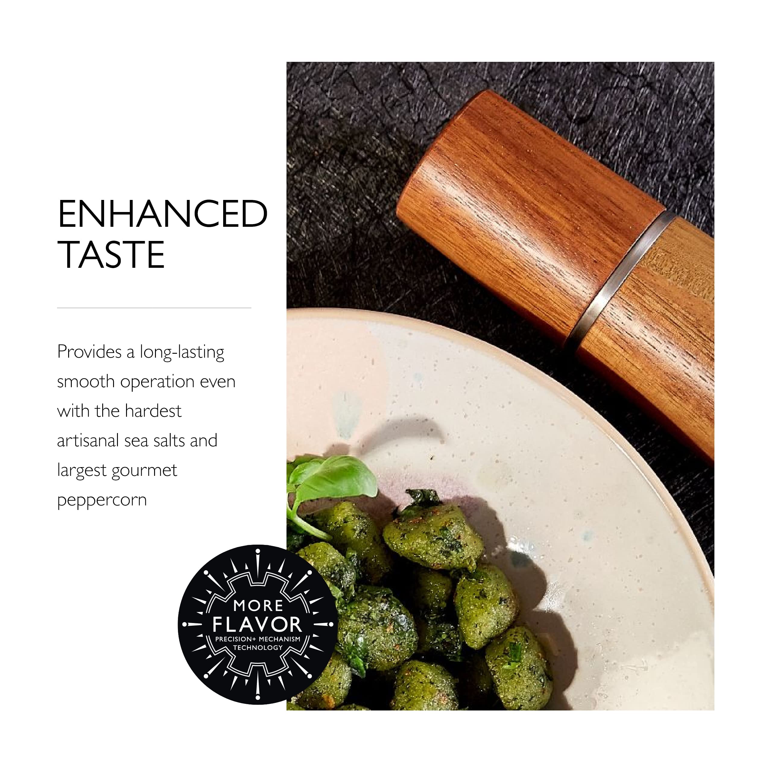 Cole & Mason Marlow Wood Mill Set - Balanced Salt And Pepper Grinders - Refillable Spice Tools - Adjustable Salt And Peppercorn