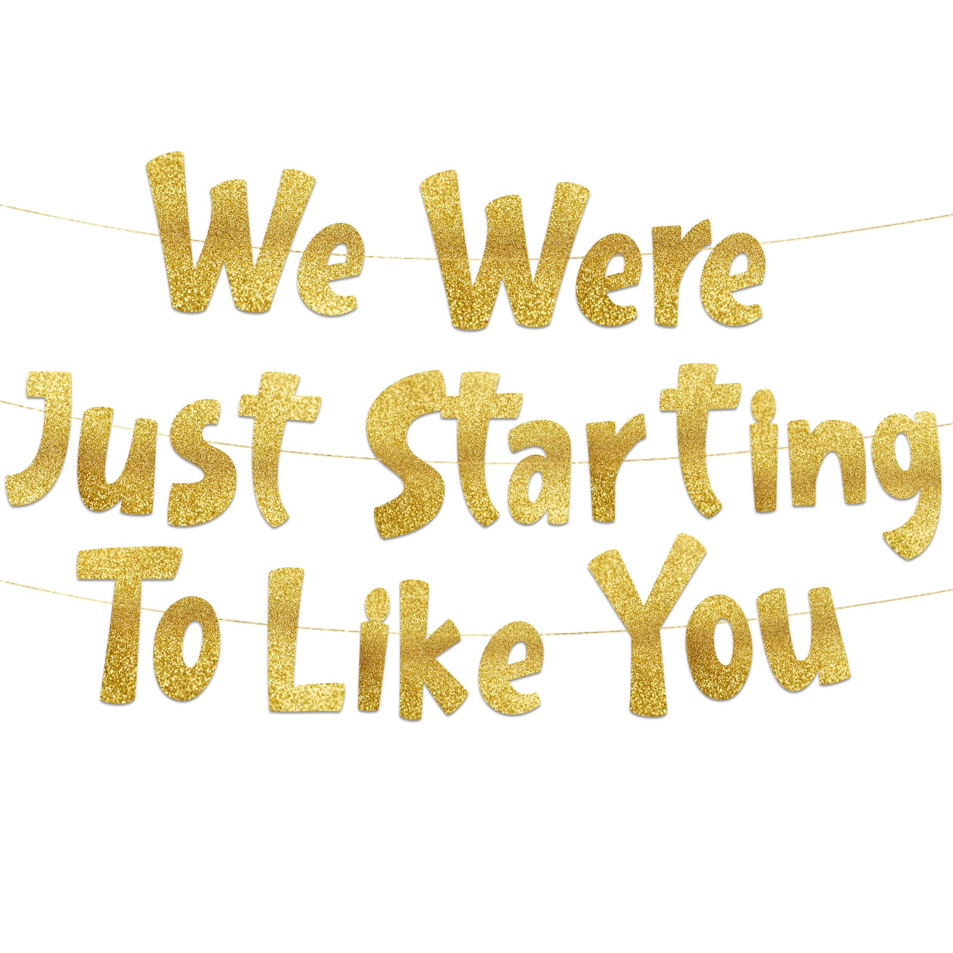 We Were Just Starting To Like You Gold Glitter Banner - Going Away Party - Moving Party - New Job - Will Miss You - Funny Retire