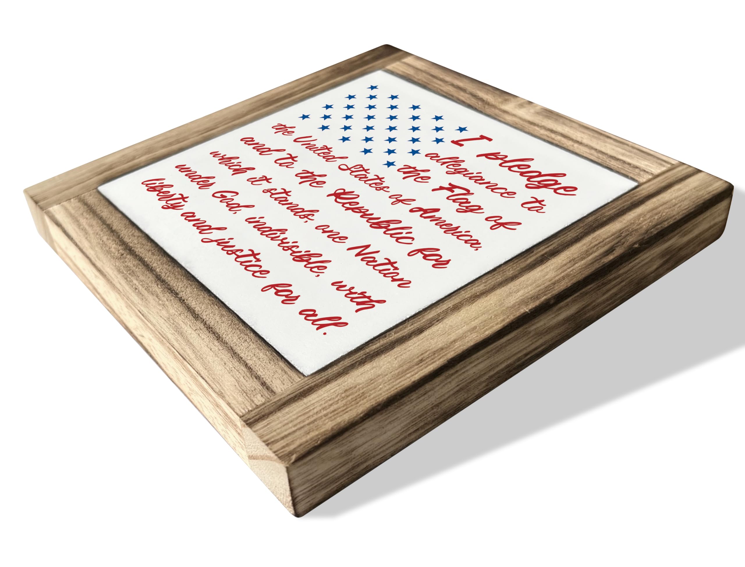 Patriotic Wood Plaque Sign, I Pledge Allegiance to the Flag of United States of America, Box Wood Plaques Desk D  cor, American