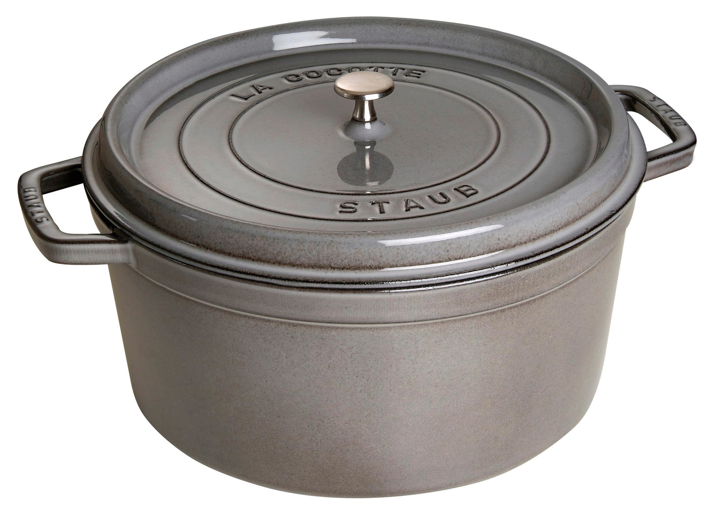 STAUB Cast Iron Roaster/Cocotte, Round, 8.35 L, Graphite Grey, 30 cm