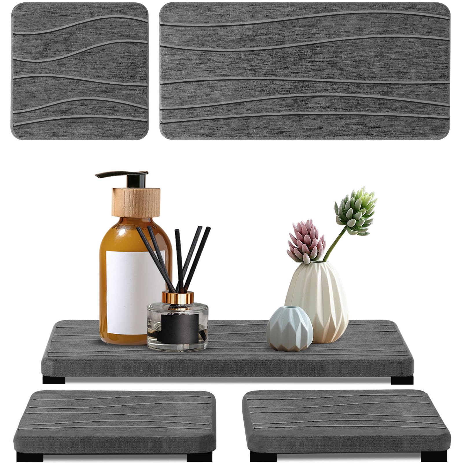 3Pcs Water Absorbing Stone Tray, Fast Drying Stone Sink Tray, Stone Soap Tray, Water Absorbent Diatomite Tray, Diatomite Coaster