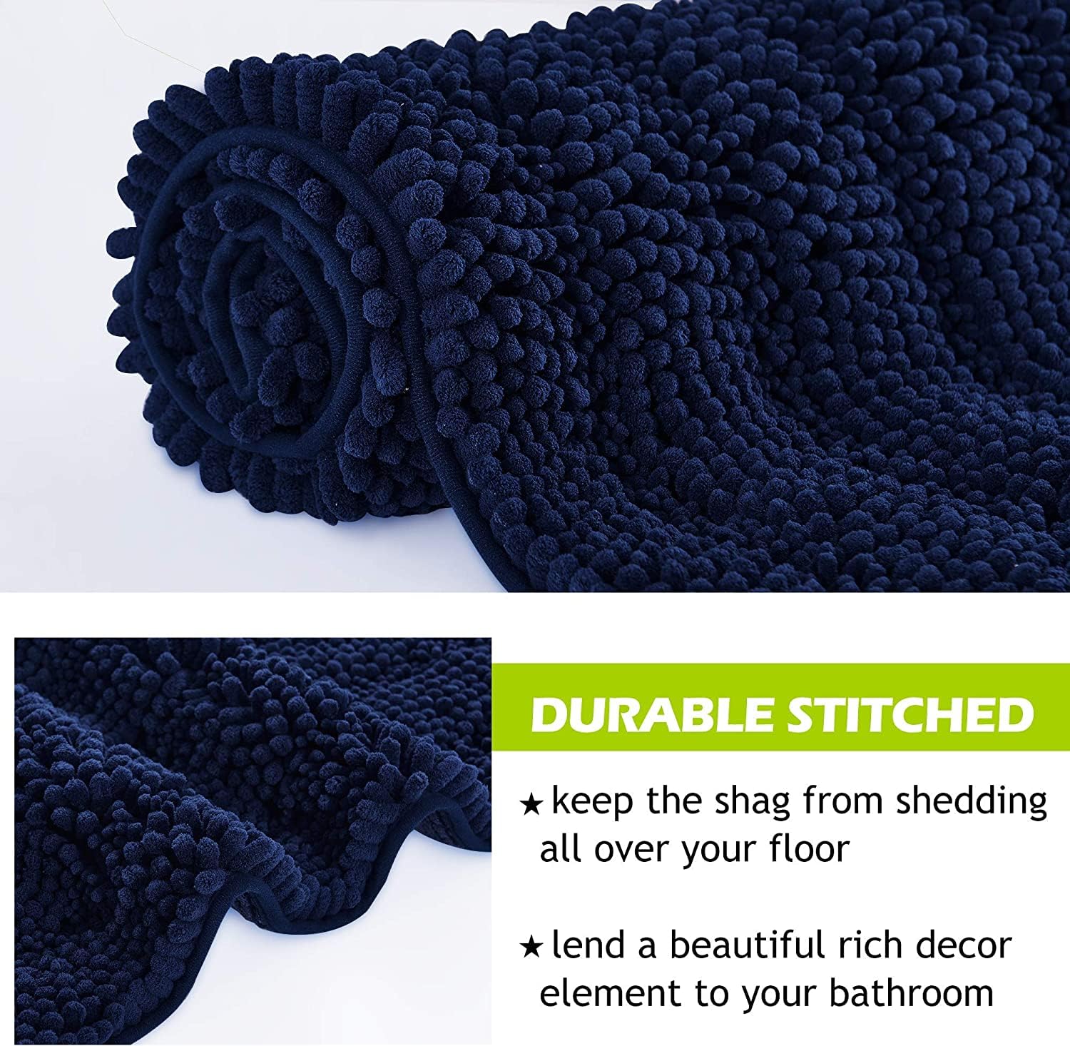 Bath Mat For Bathroom - Soft Shower Rug Quick Drying Washable Absorbent Non-Slip Super Soft Chenile Bathtub Carpet Decorations F