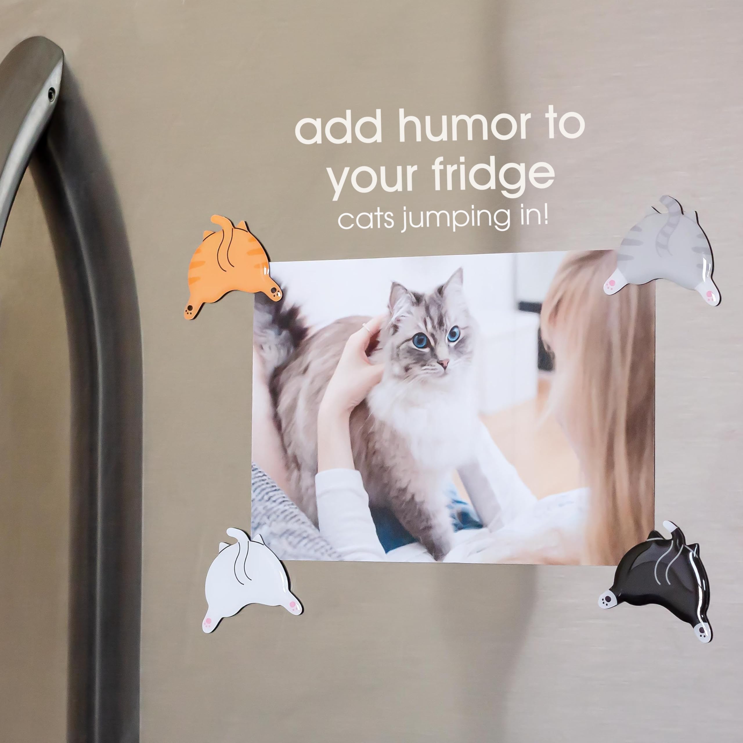 Pearhead Cat Bum Kitchen Magnets, Pet Themed Refrigerator Magnets, Funny Novelty Gift for Cat Lovers and Pet Parents, Ideal Deco