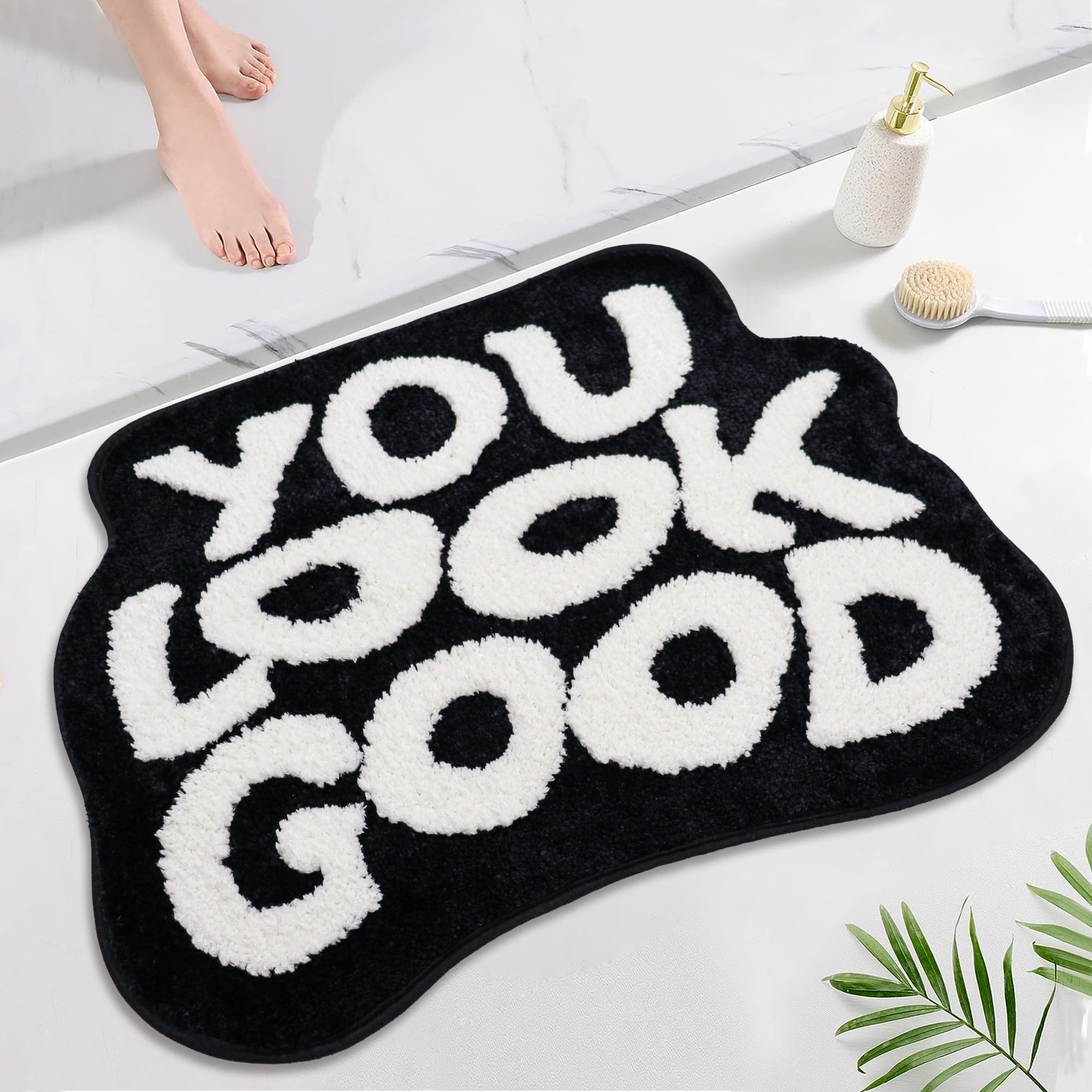 Oturgor You Look Good Bath Mat Black And White Bathroom Rug Funny Bathroom Decor Cool Rugs Washable Non Slip Floor Mat For Batht