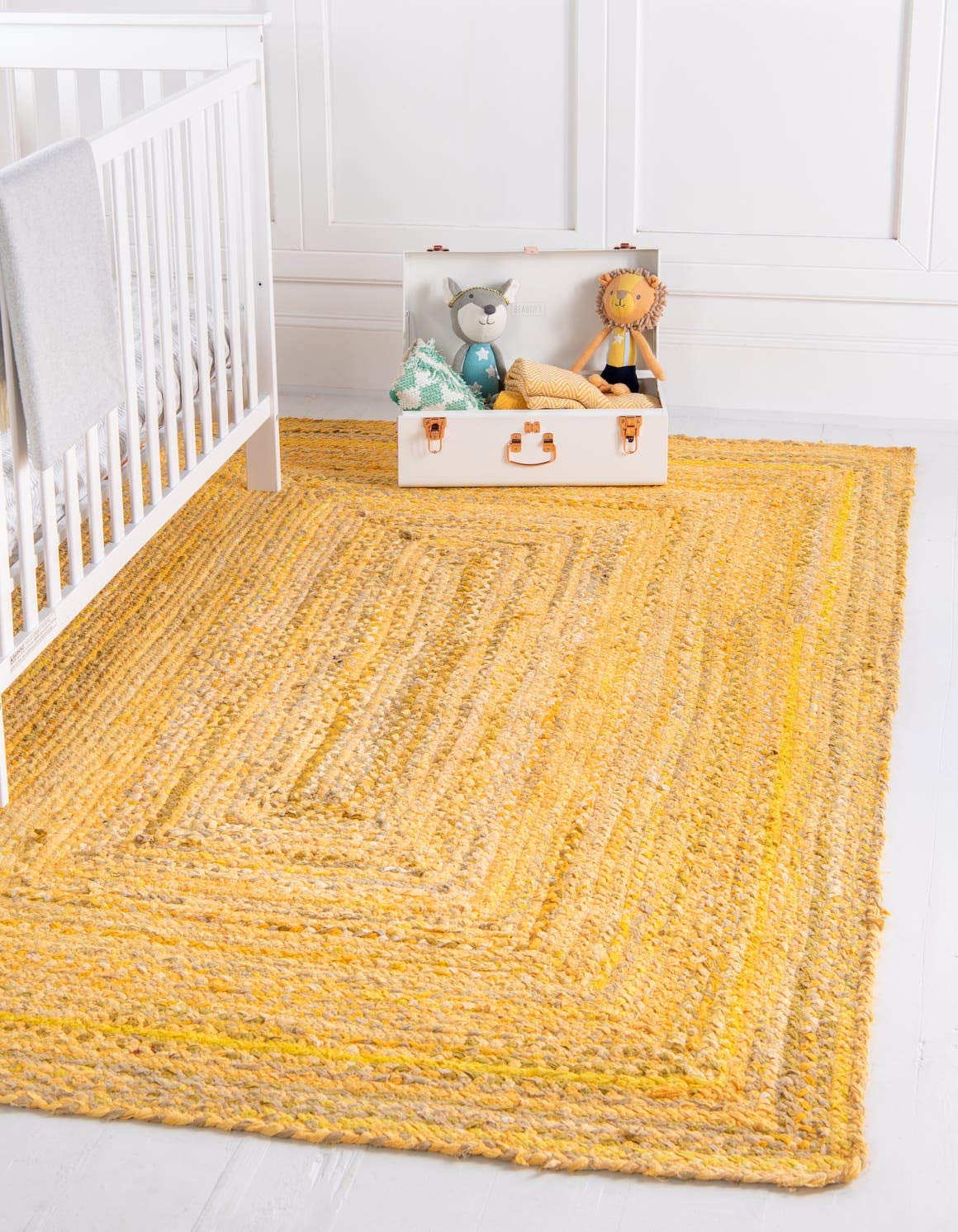 Unique Loom Braided Chindi Collection Area Rug - Layer (4 1 x 6 1 Rectangle, Yellow Orange/ Olive)