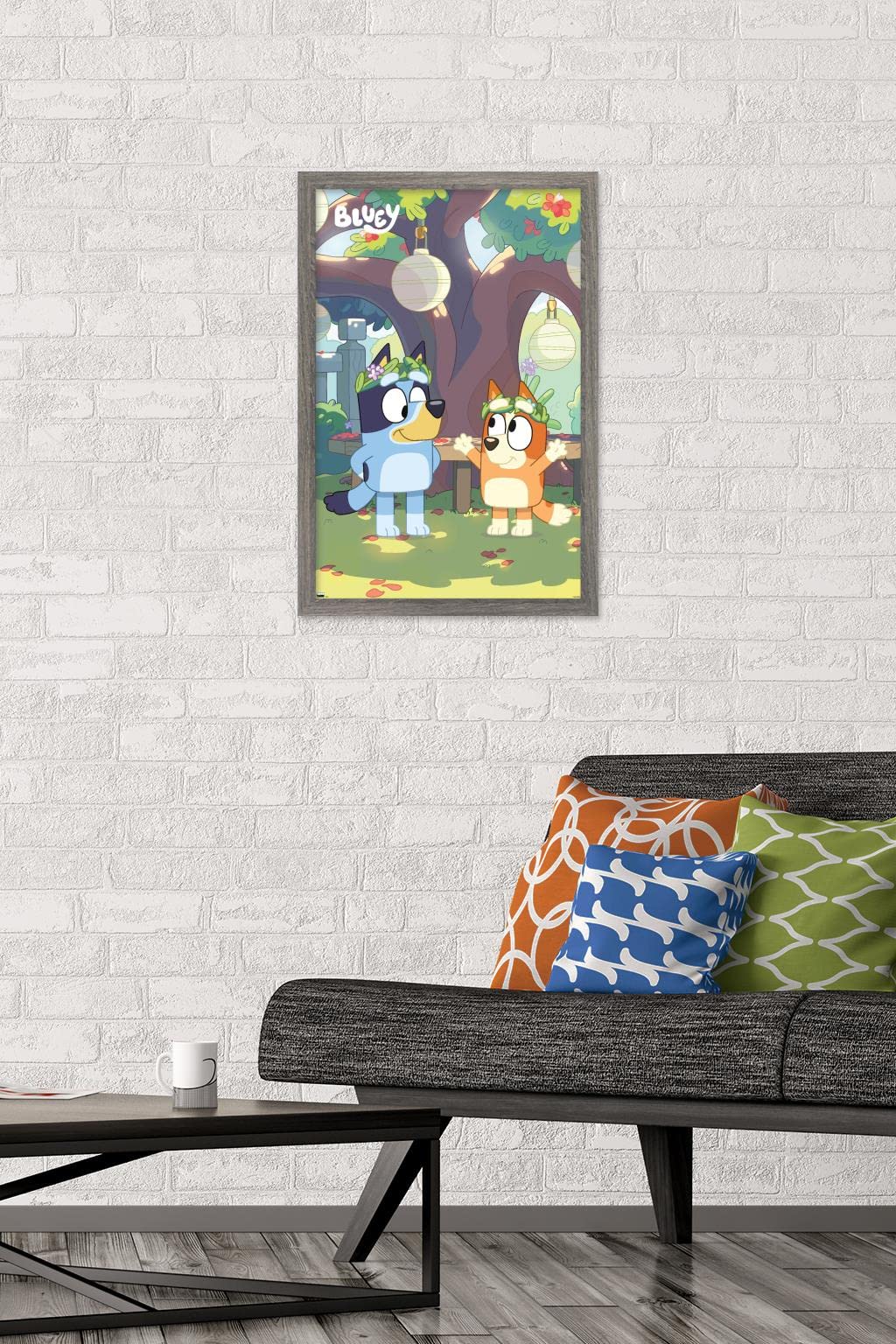 Trends International Bluey - Duo Wall Poster, 14.72'' X 22.37'', Barnwood Framed Version