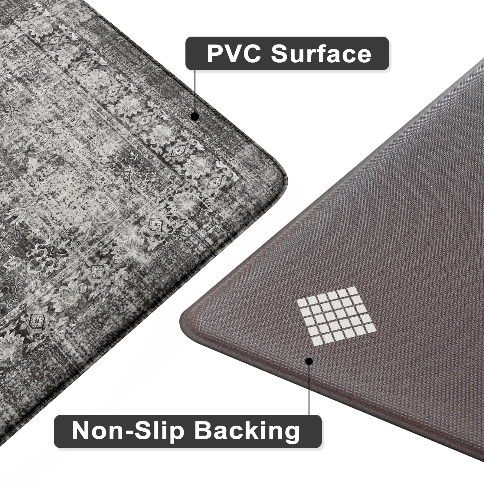 Sungea Farmhouse Anti Fatigue Kitchen Mats For Floor,Non Slip Mats For Kitchen Floor,Distressed Ergonomic Waterproof Comfort Mem