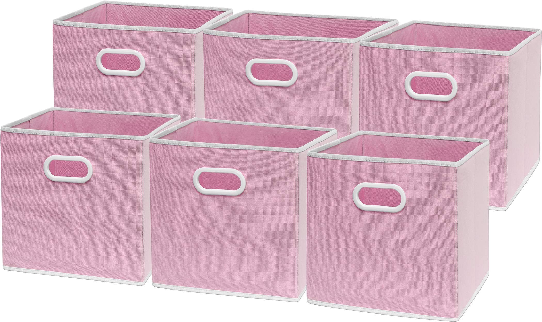 Simple Houseware Cube Baskets With Handles, Pink - 6 Pack