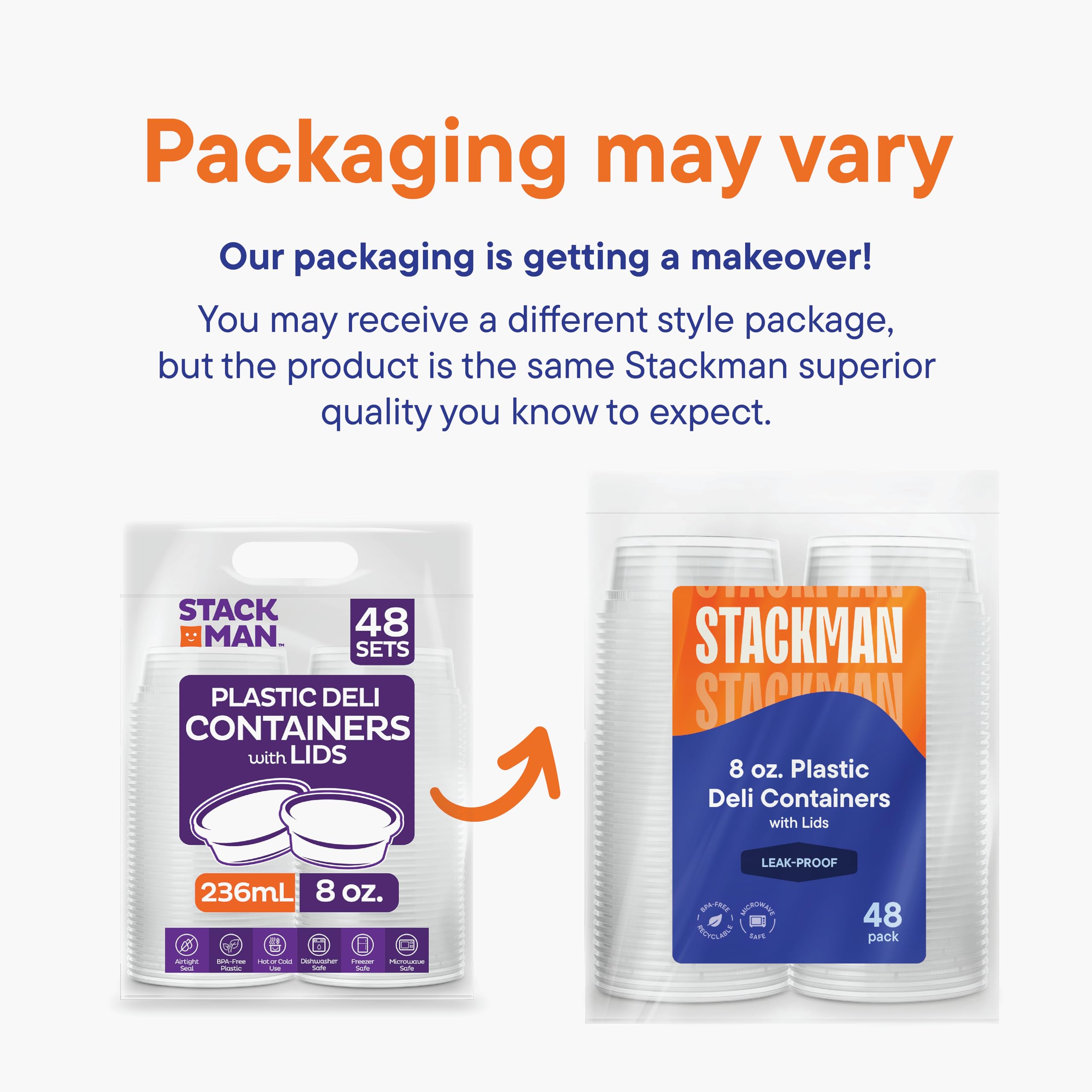 [48 Sets - 8 Oz.] Plastic Containers With Lids - Slime Containers 8 Oz - Small Containers With Lids