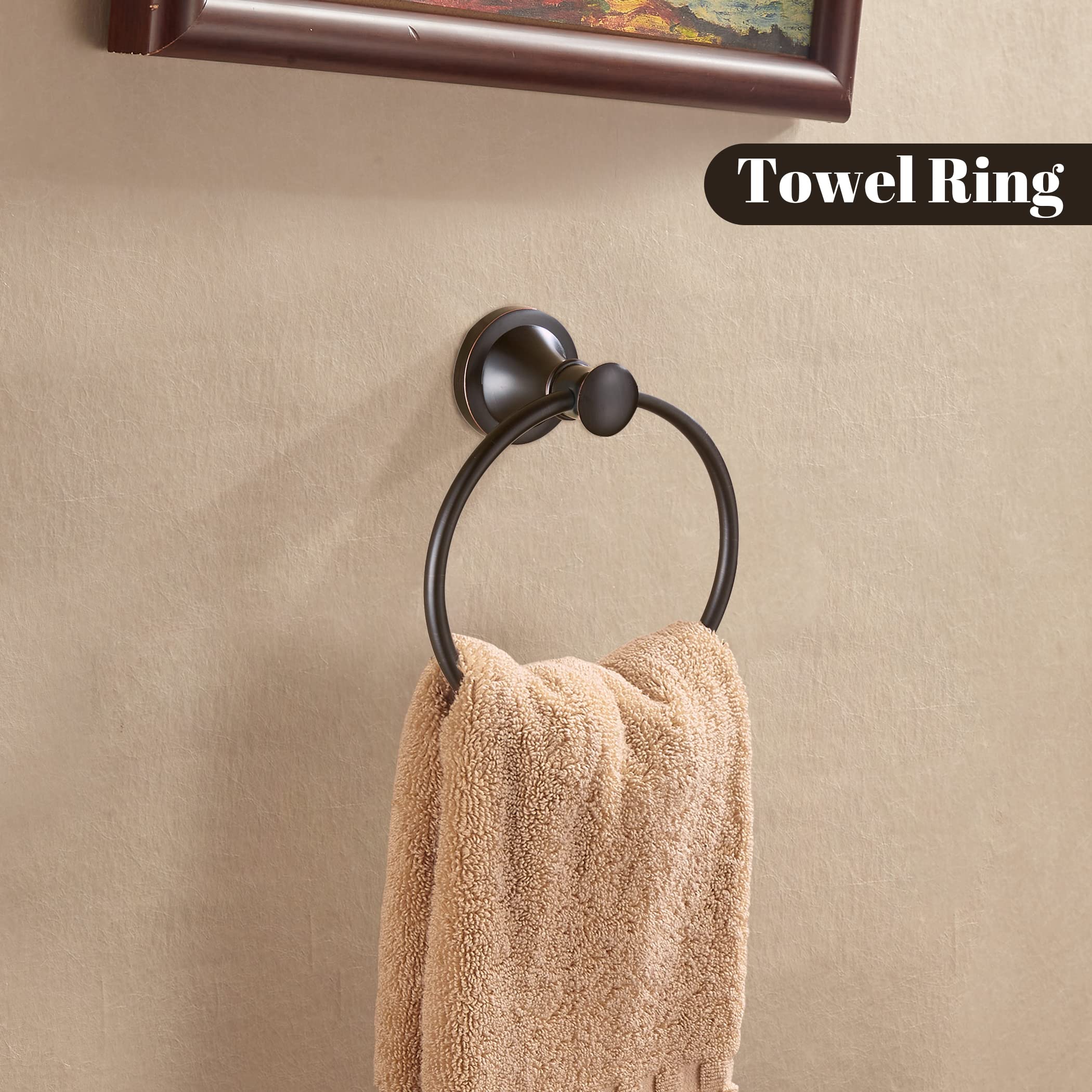 Wolibeer Bronze Towel Ring, Oil Rubbed Hand Towel Holder Rustic Bathroom Towel Hanger Sus 304 Stainless Steel Towel Rack Wall Mo