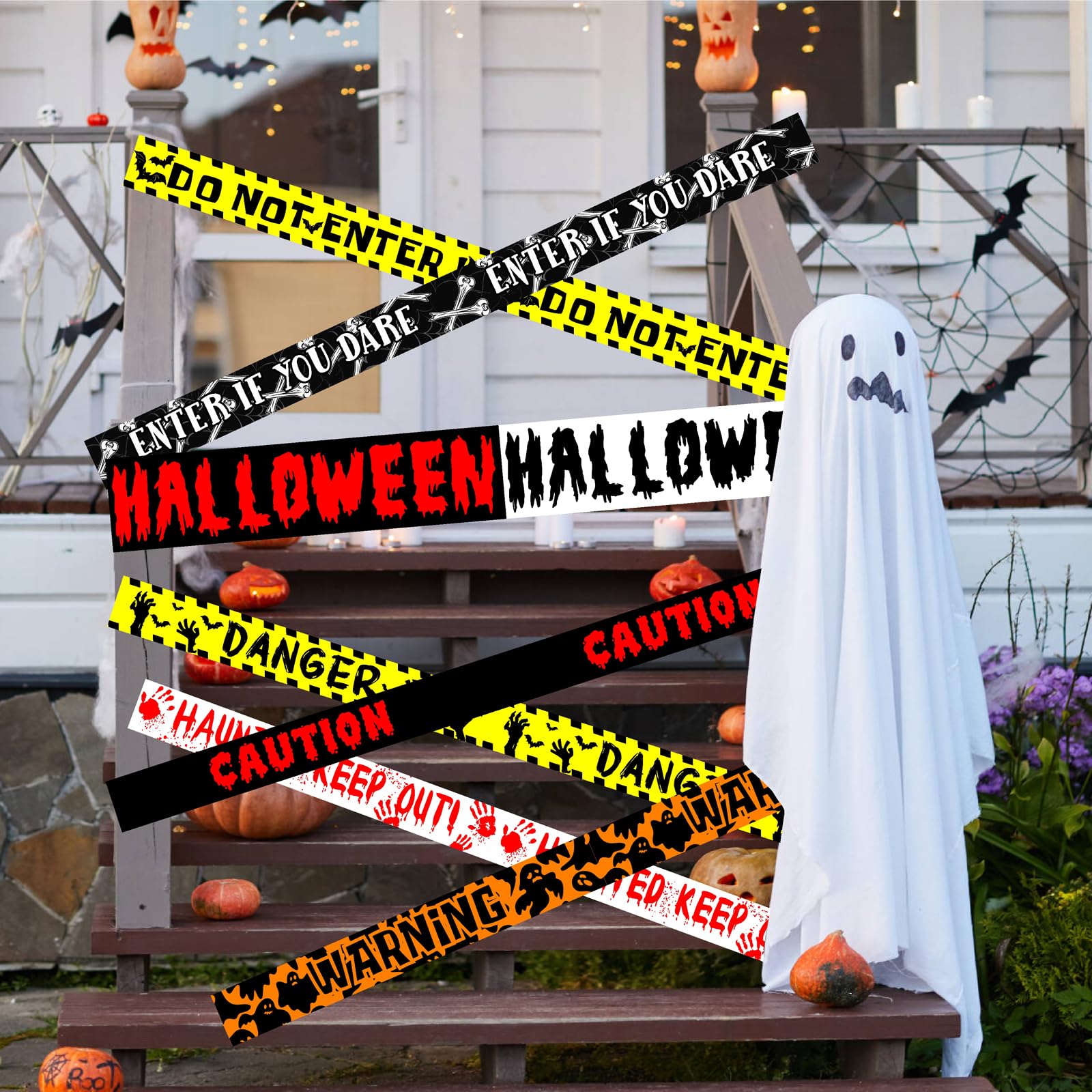 Halloween Wall Stickers Party Danger Warning Window Decorations Holiday Wall Decals Halloween Door Decals Removable Caution Tape